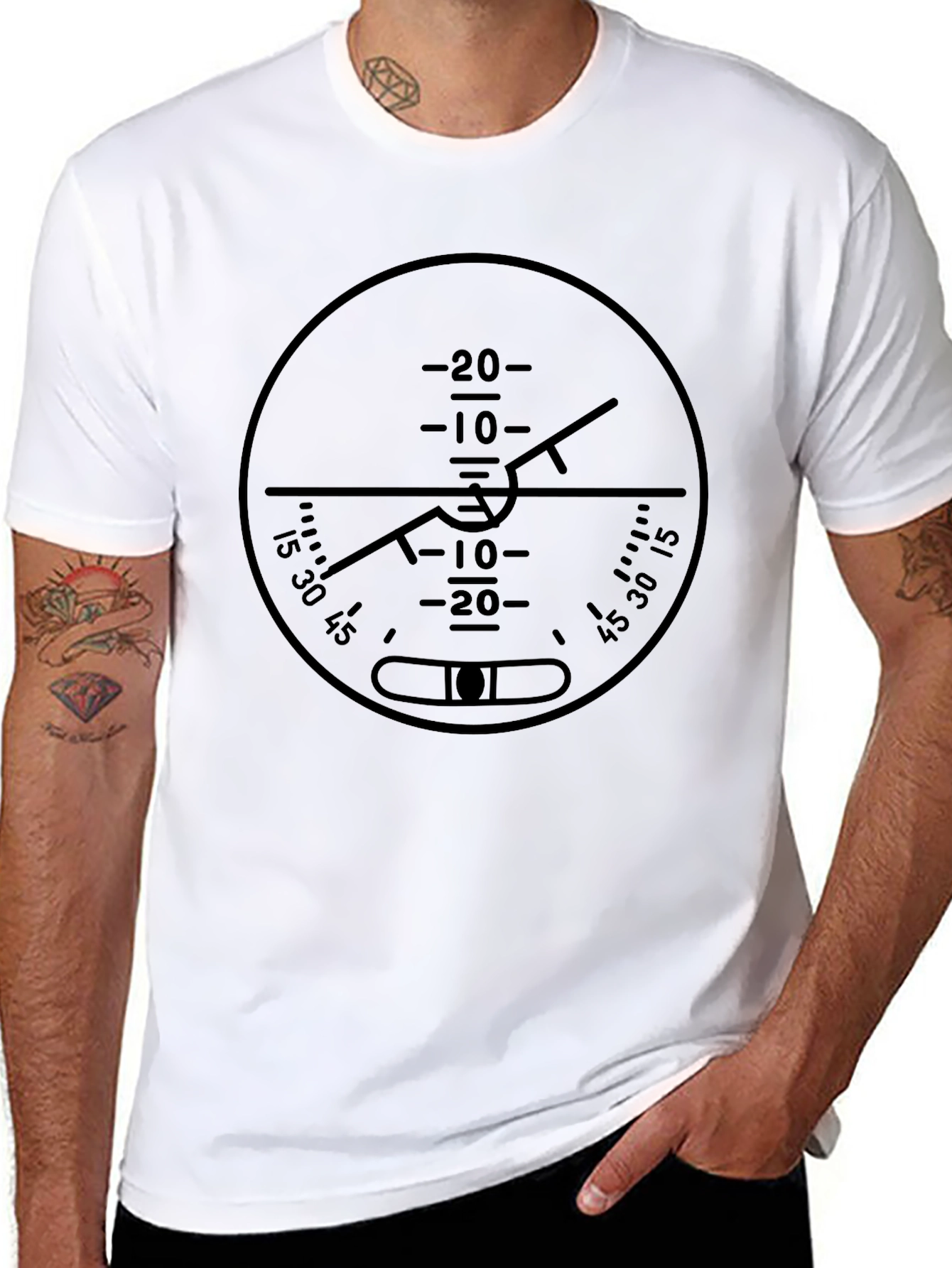 Pilot Attitude Indicator Black Graphic Tee