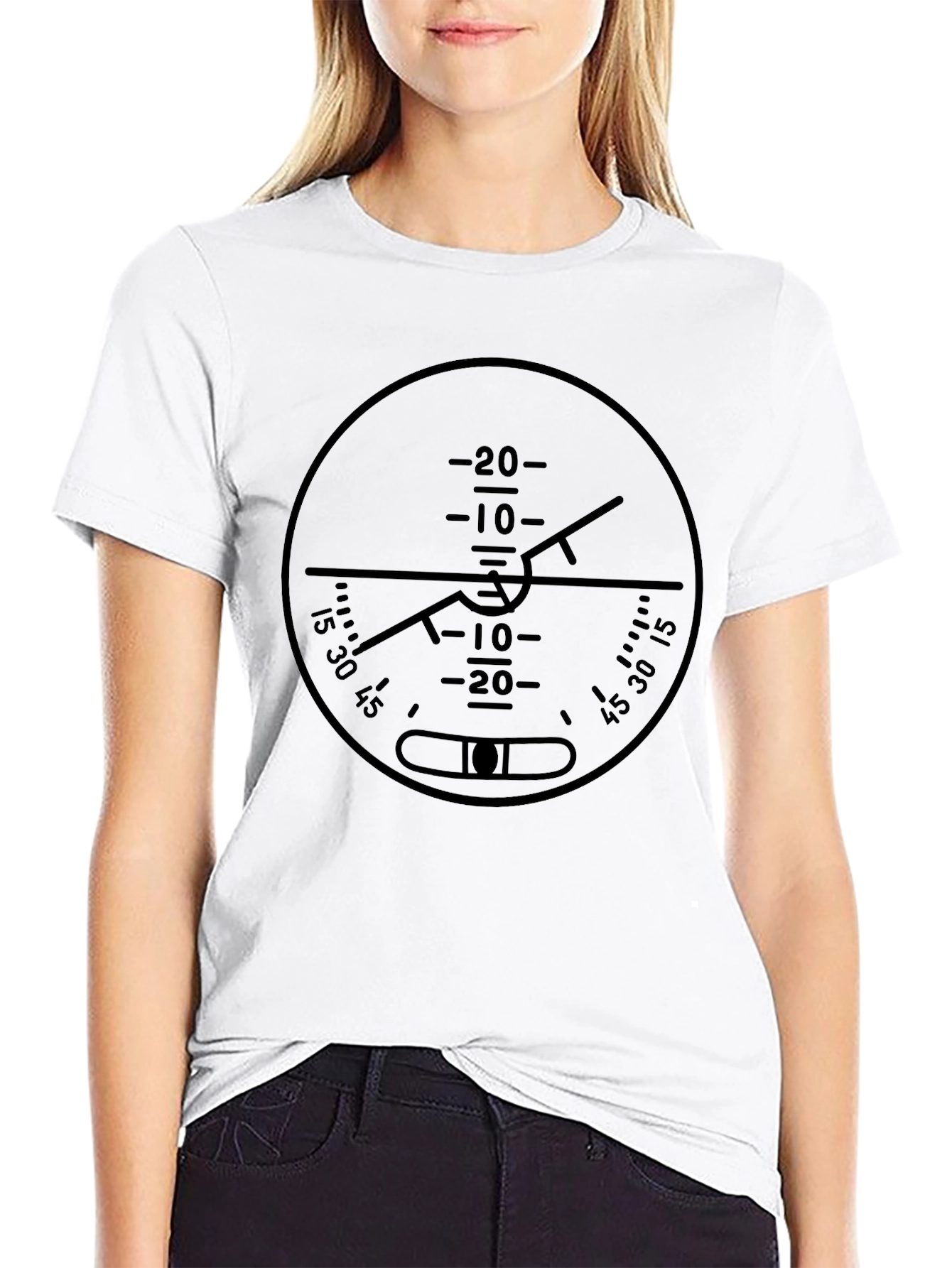 Pilot Attitude Indicator Black Graphic Tee
