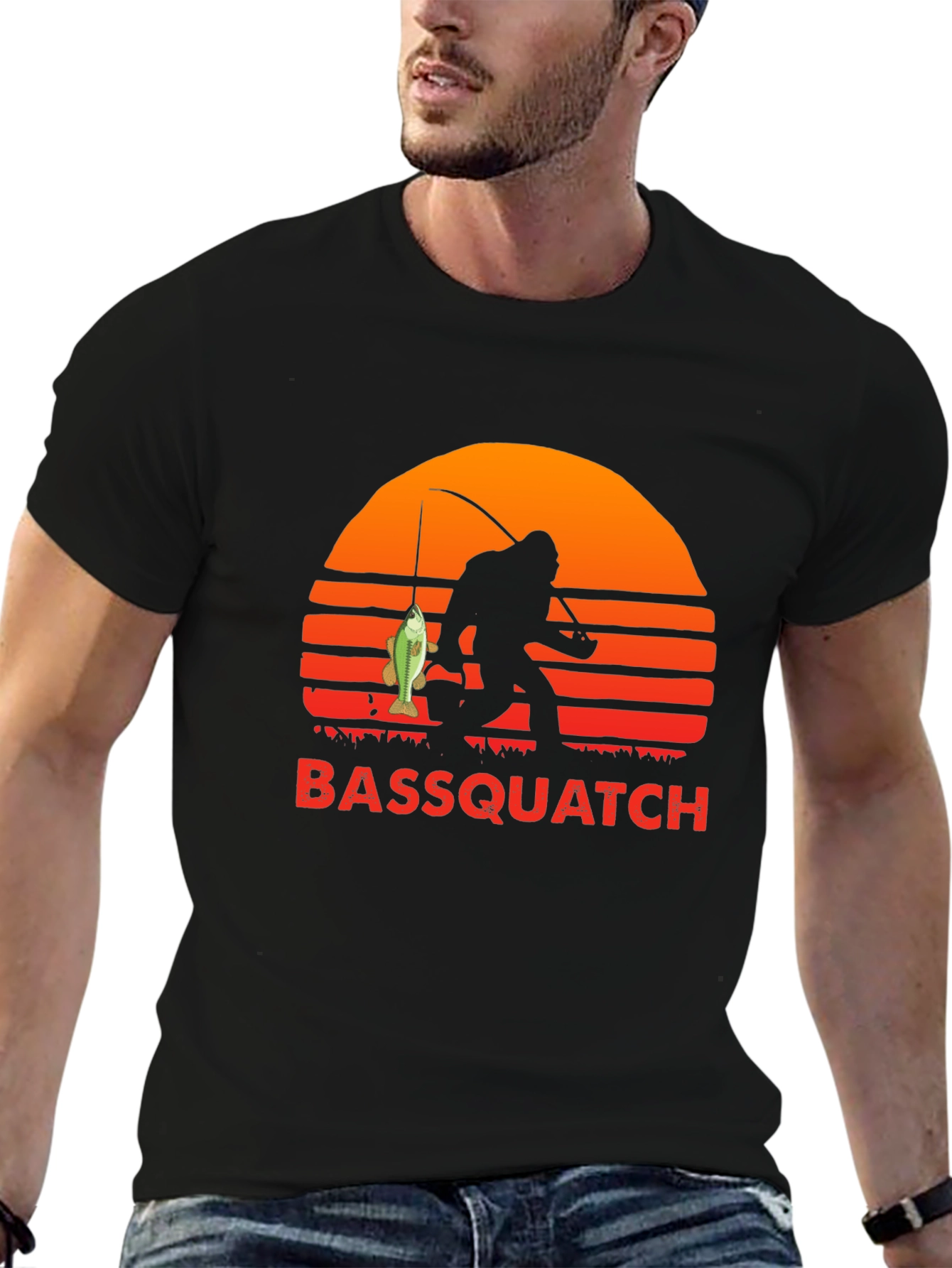 Bassquatch Fishing T-Shirt - Bigfoot Angler Tee