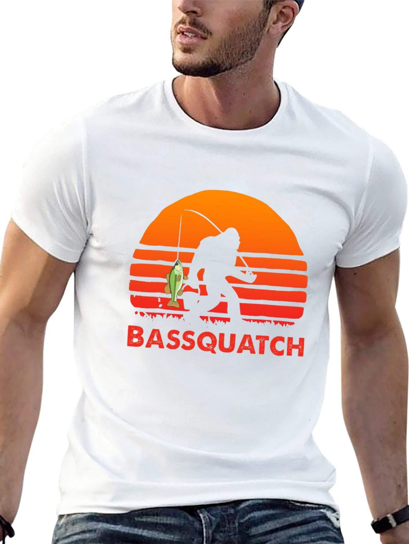 Bassquatch Fishing T-Shirt - Bigfoot Angler Tee