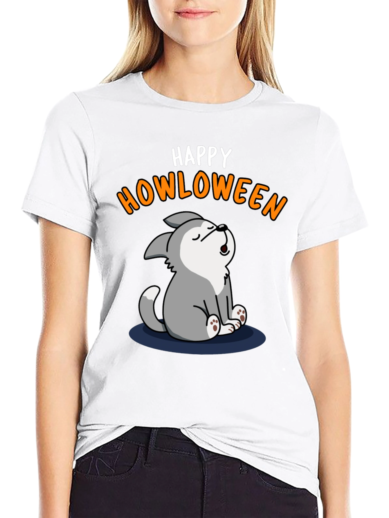 Happy Howloween T-Shirt - Cute Wolf Halloween Tee