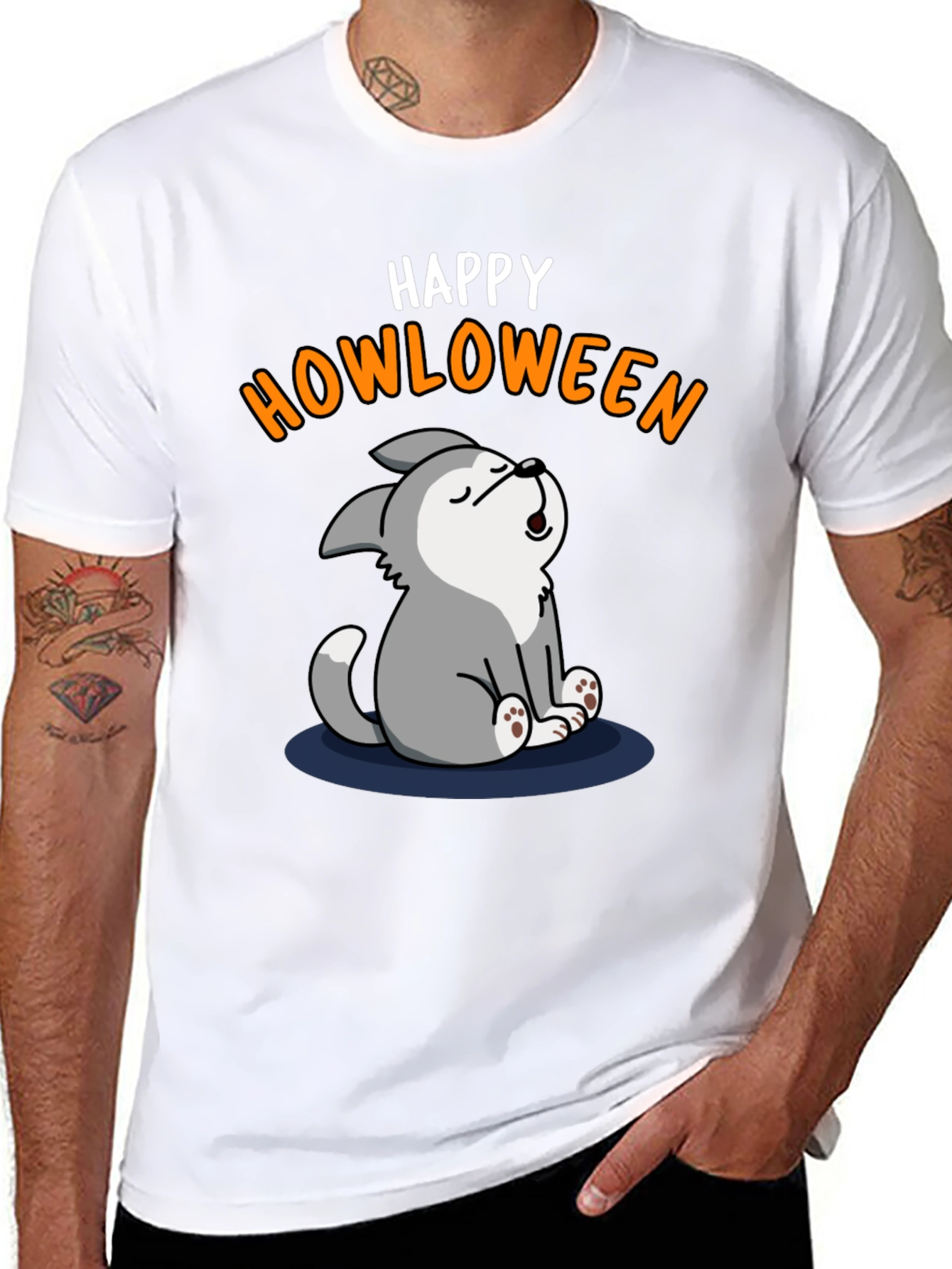 Happy Howloween T-Shirt - Cute Wolf Halloween Tee