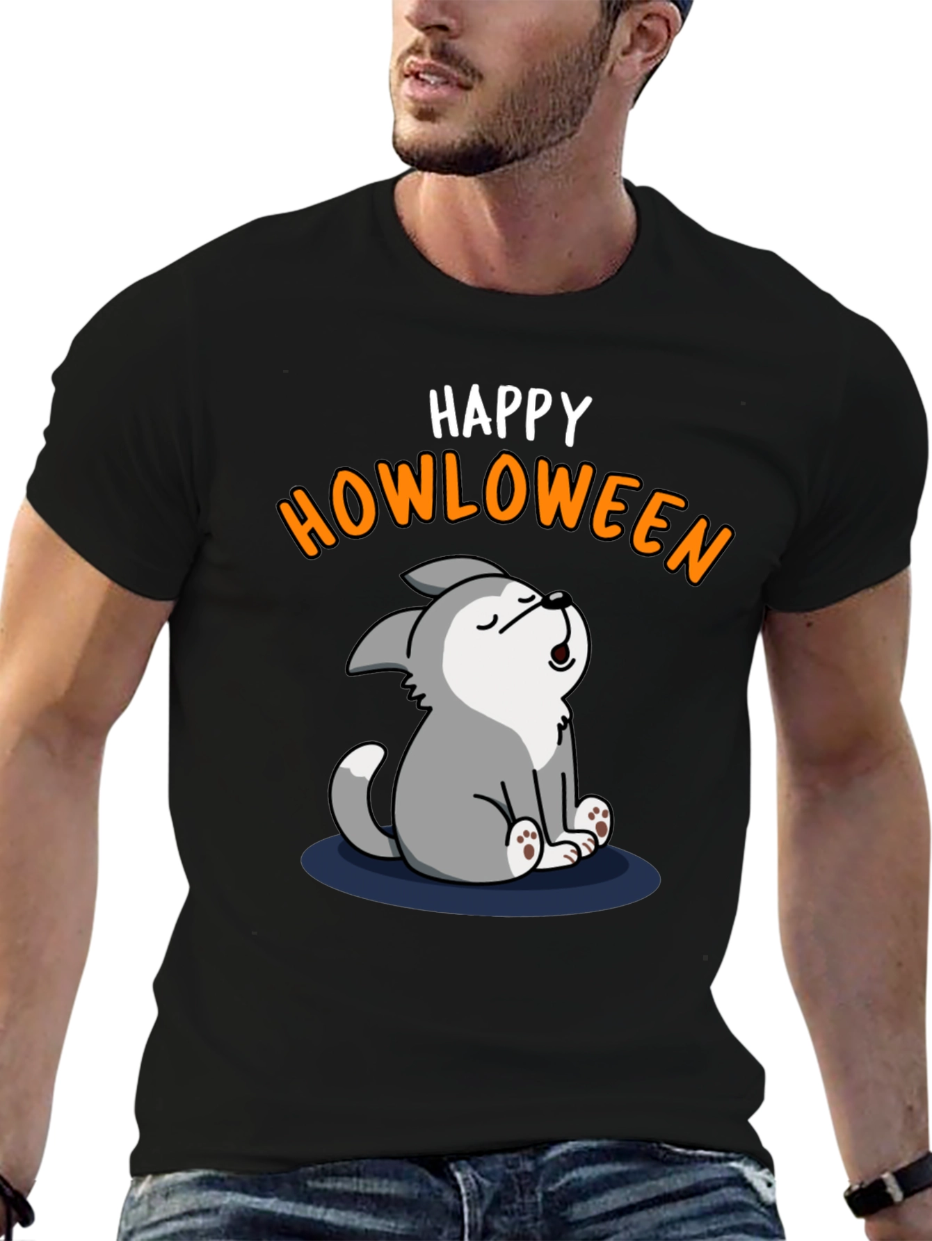 Happy Howloween T-Shirt - Cute Wolf Halloween Tee