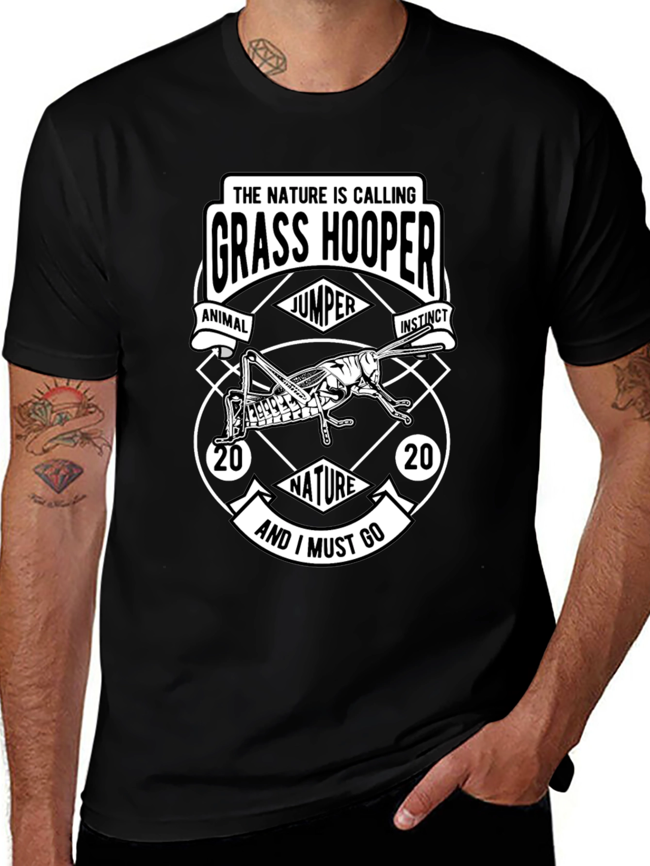 Nature Calling Grass Hopper Graphic T-Shirt