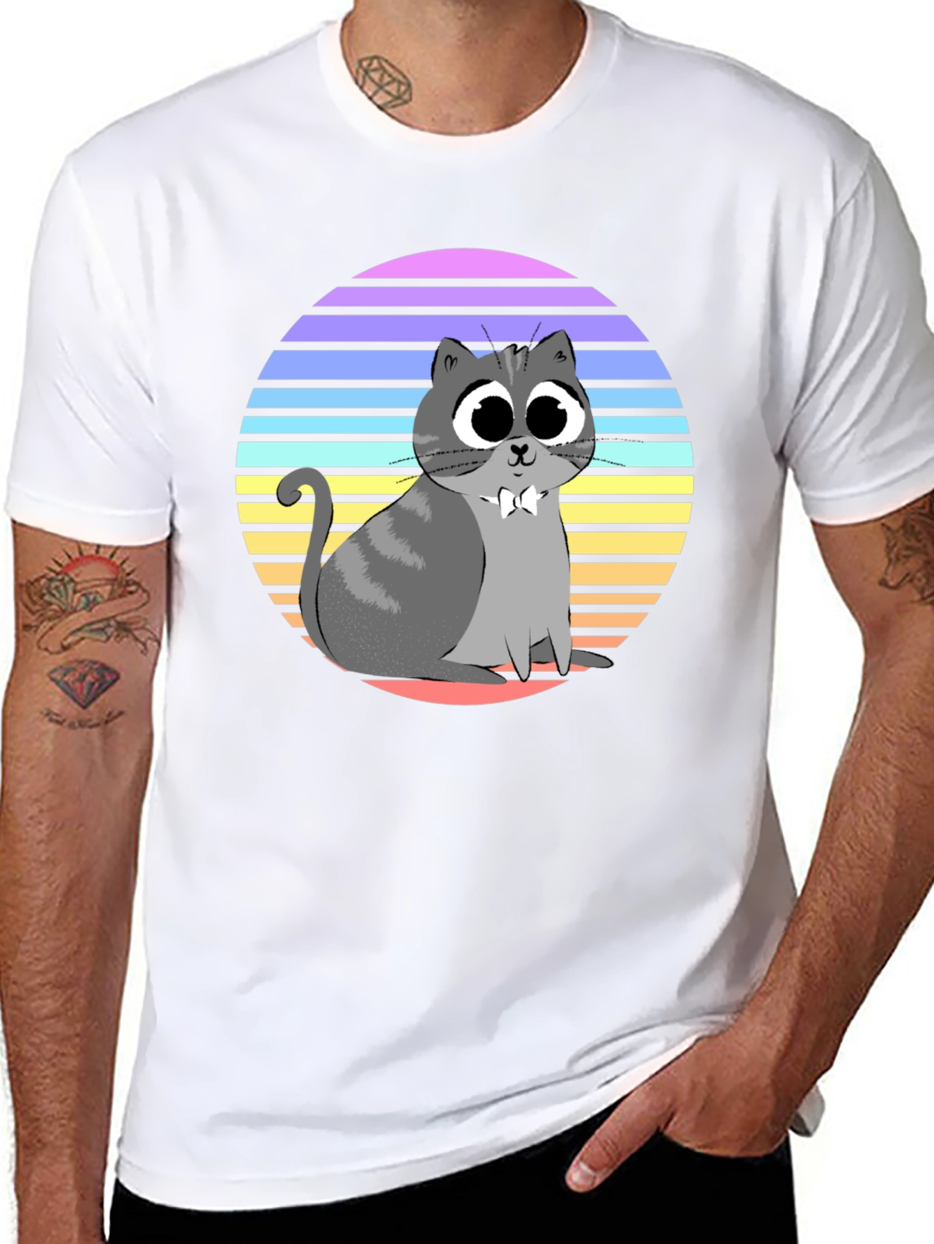 Cute Cat T-Shirt - Retro Style