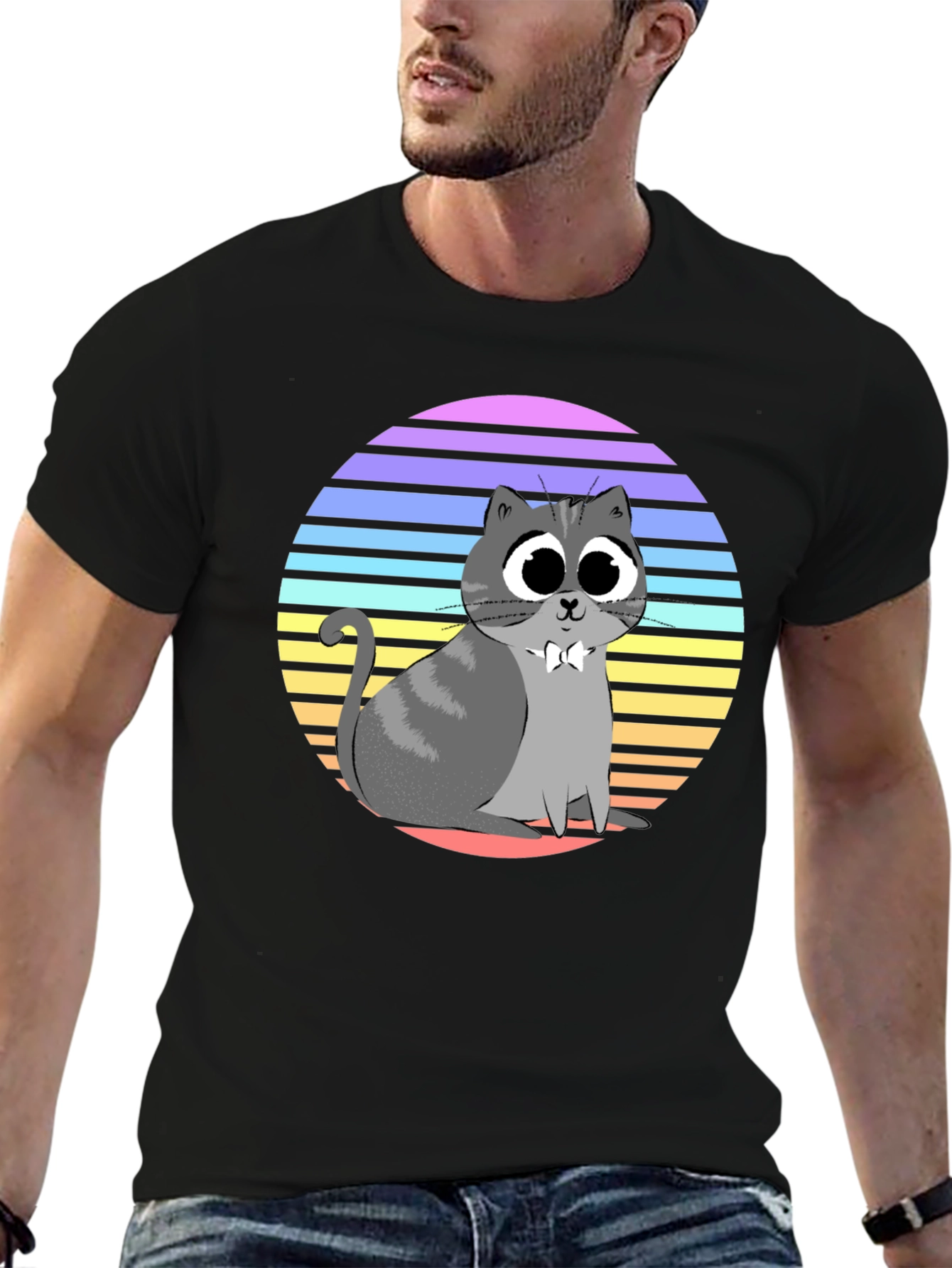 Cute Cat T-Shirt - Retro Style