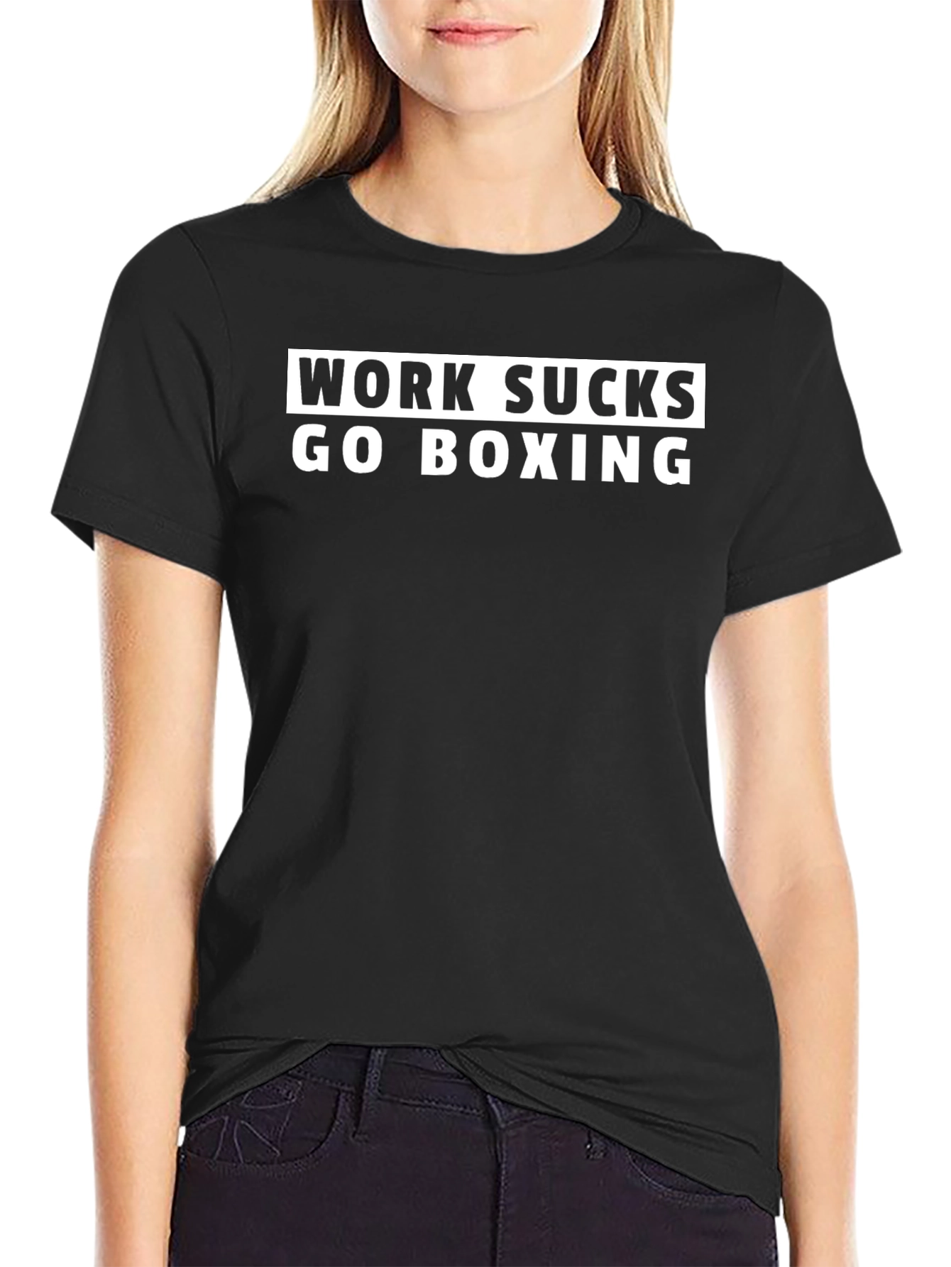 Work Sucks Go Boxing Black T-Shirt