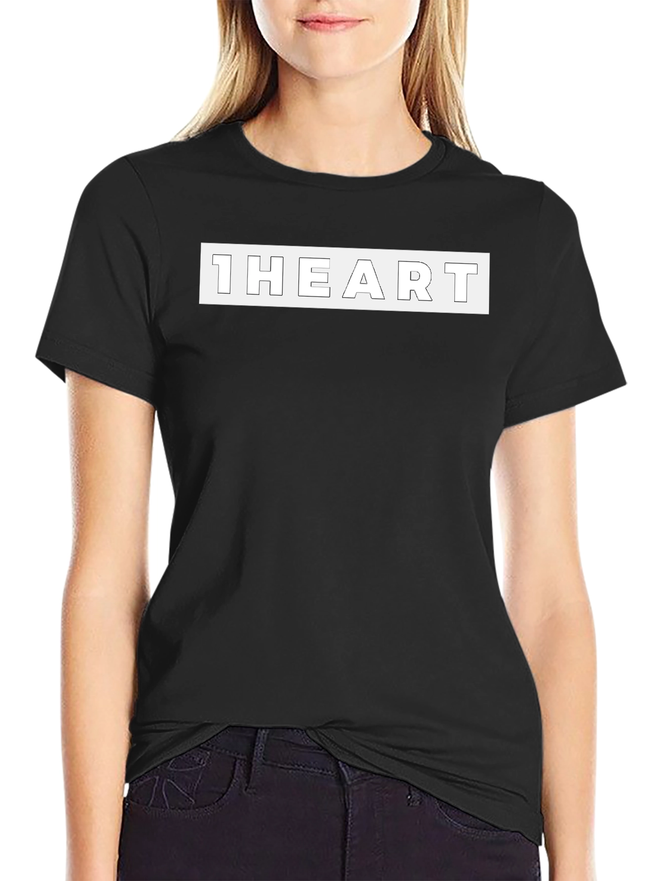 Black 1HEART Graphic Tee - Modern Casual