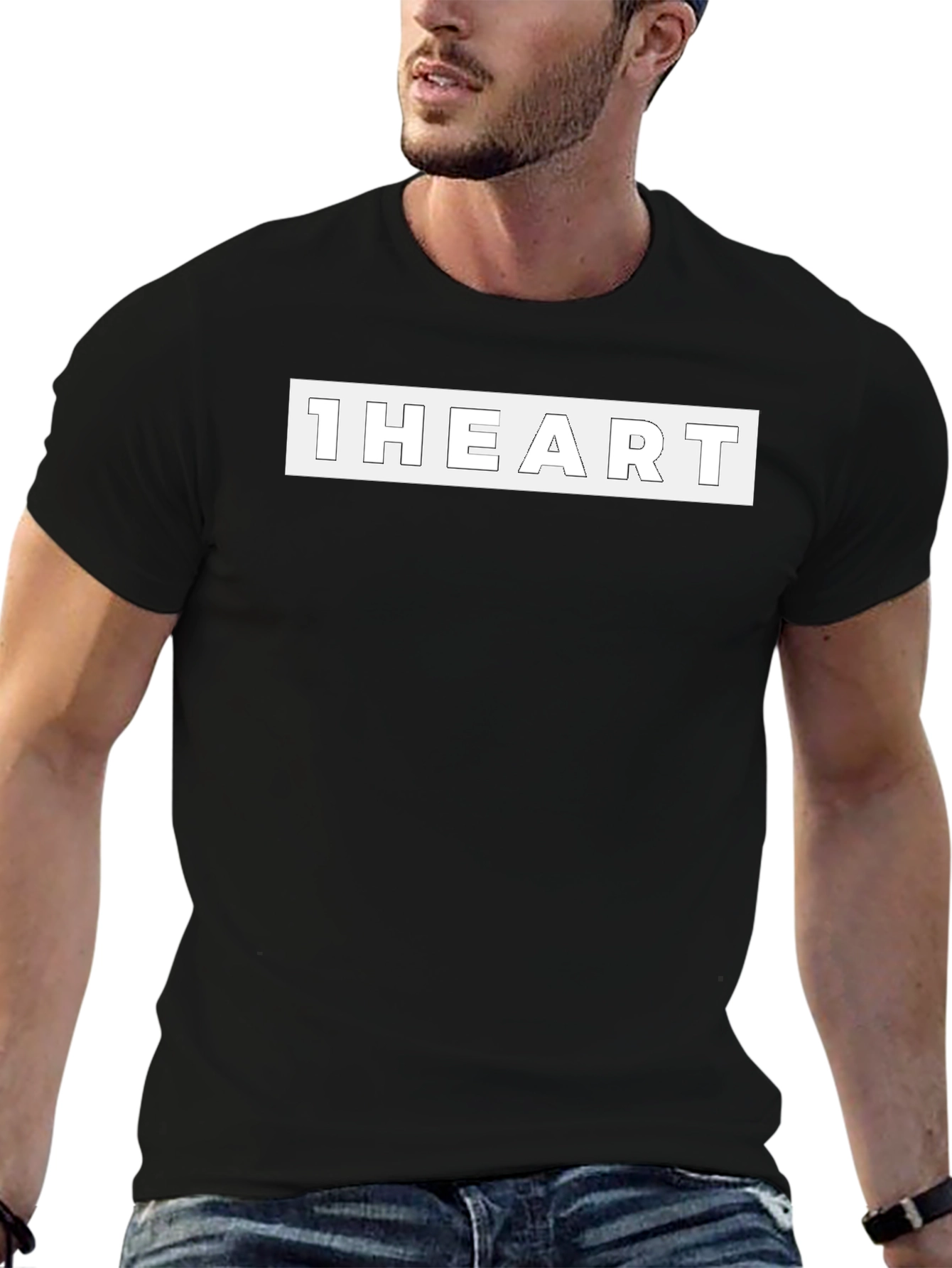 Black 1HEART Graphic Tee - Modern Casual