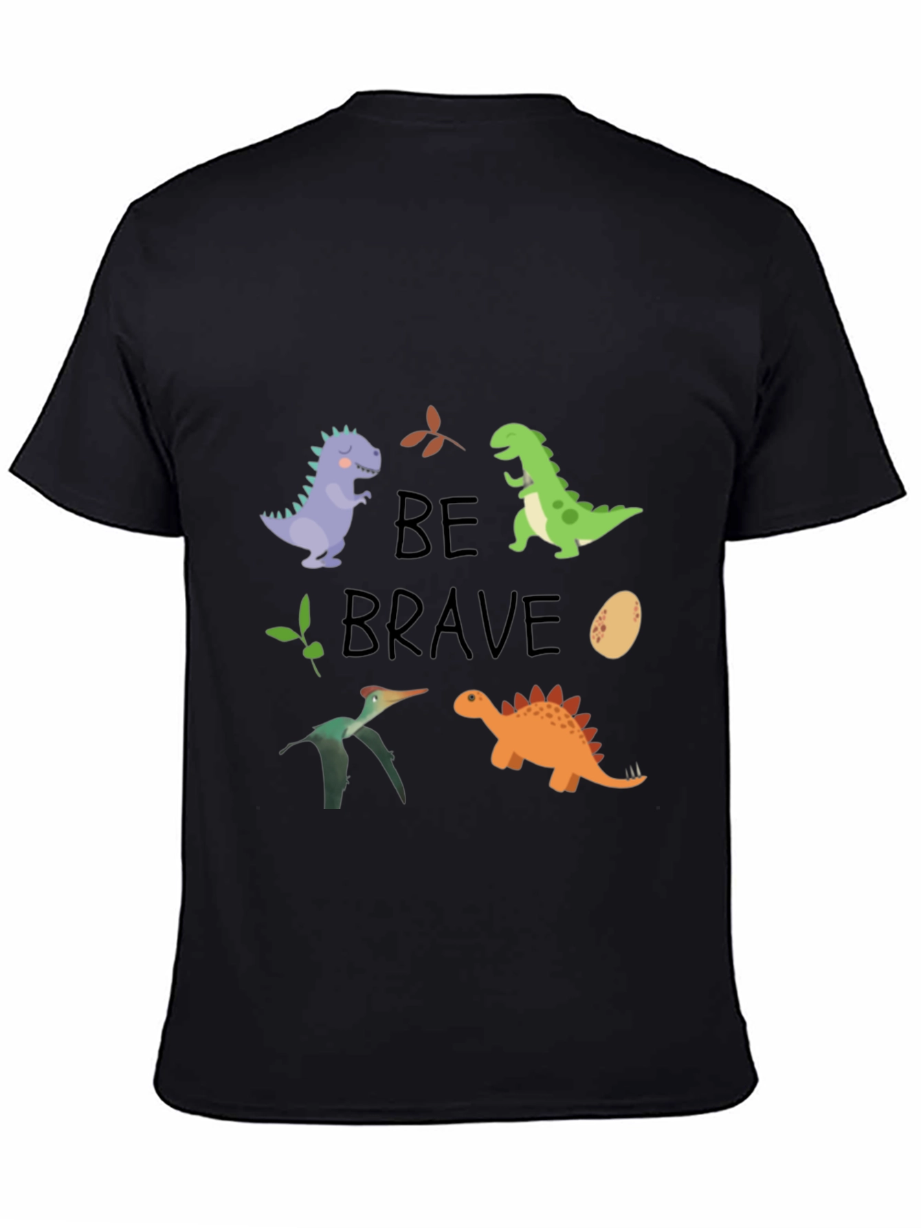 Dinosaur Graphic Print Black Tee - Be Brave