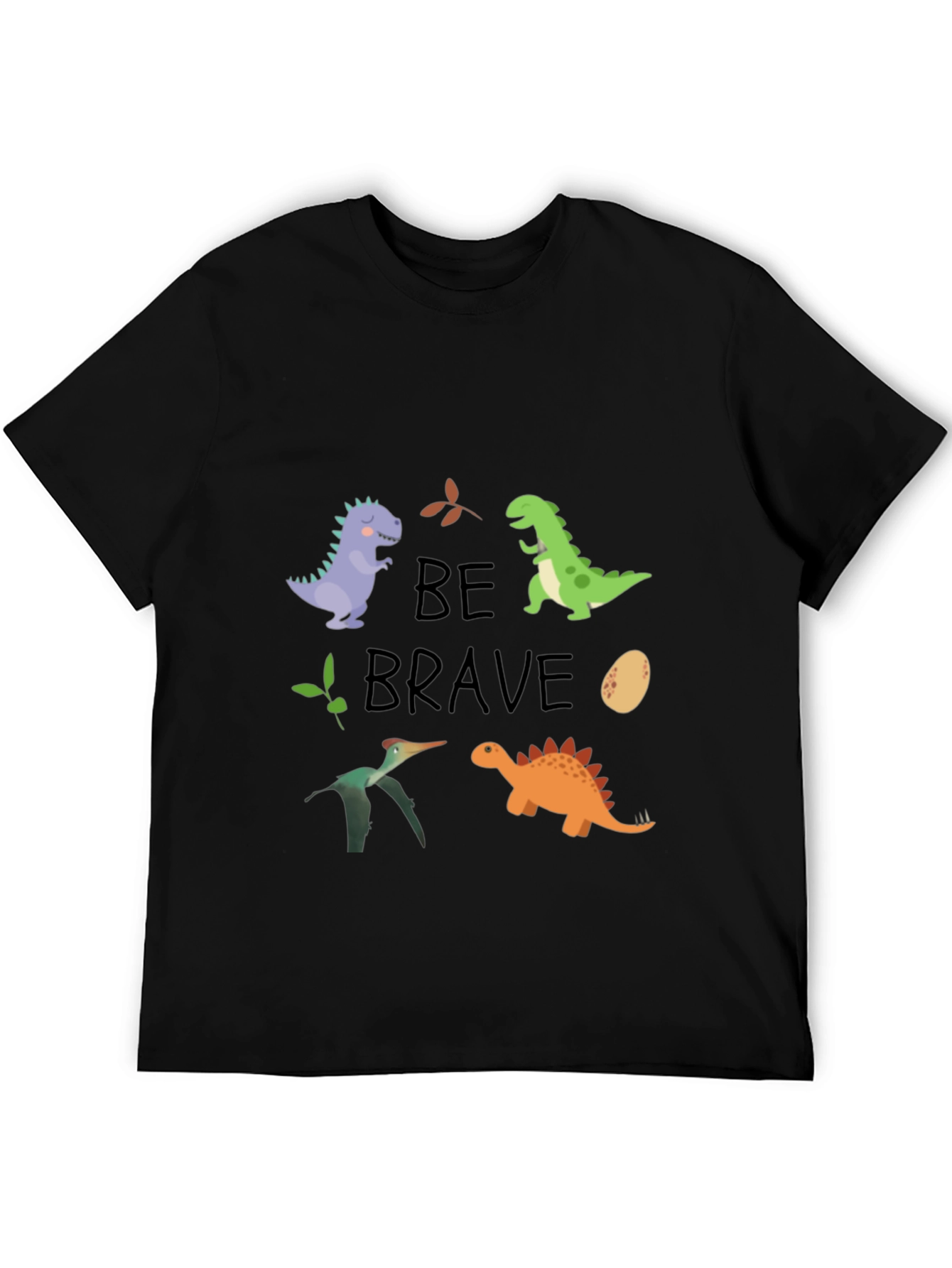 Dinosaur Graphic Print Black Tee - Be Brave