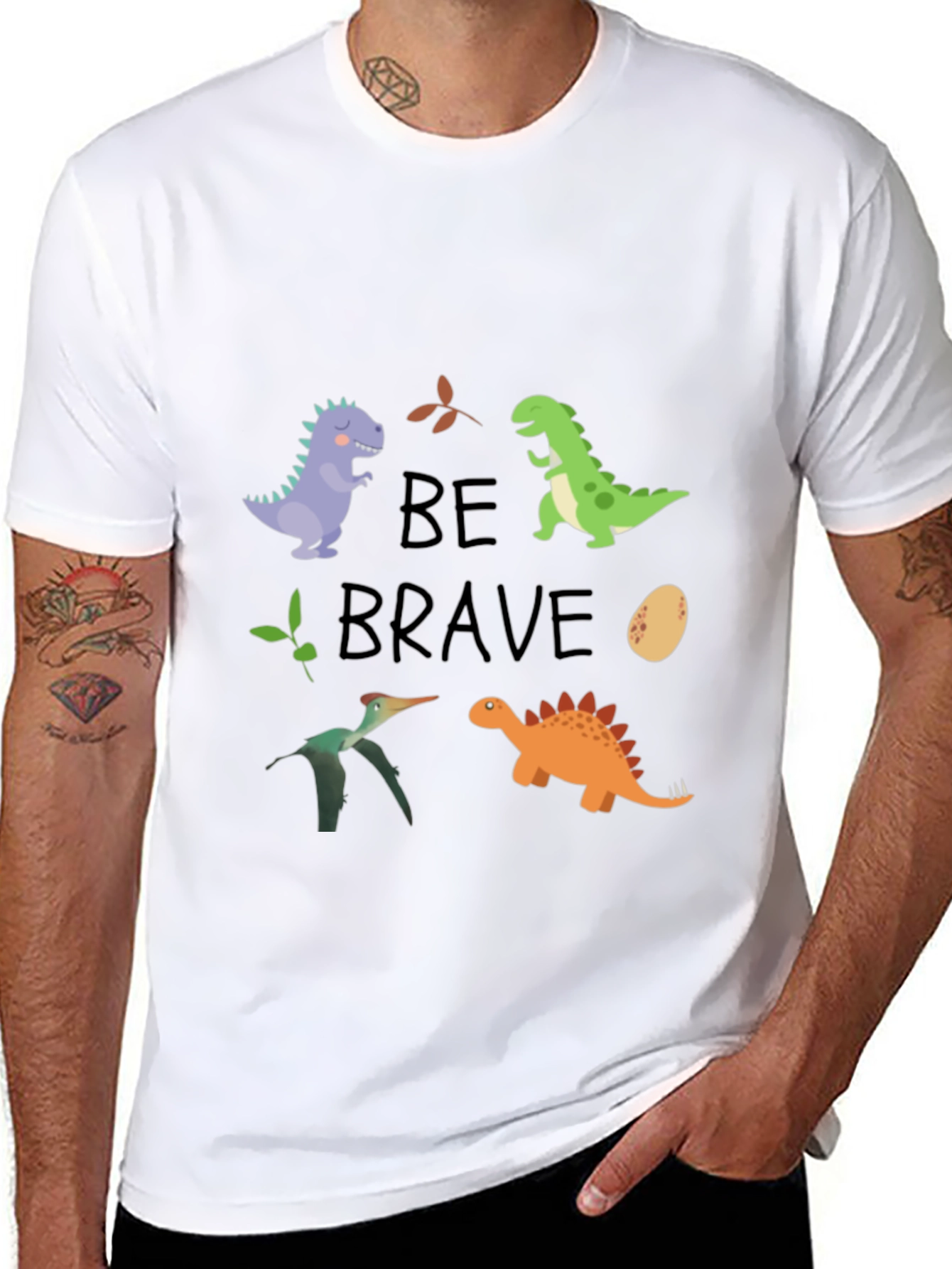 Dinosaur Graphic Print Black Tee - Be Brave