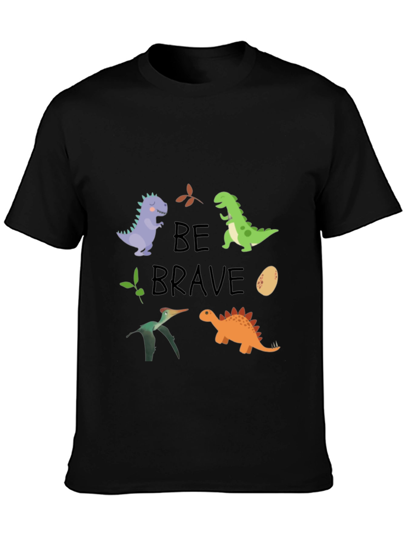 Dinosaur Graphic Print Black Tee - Be Brave