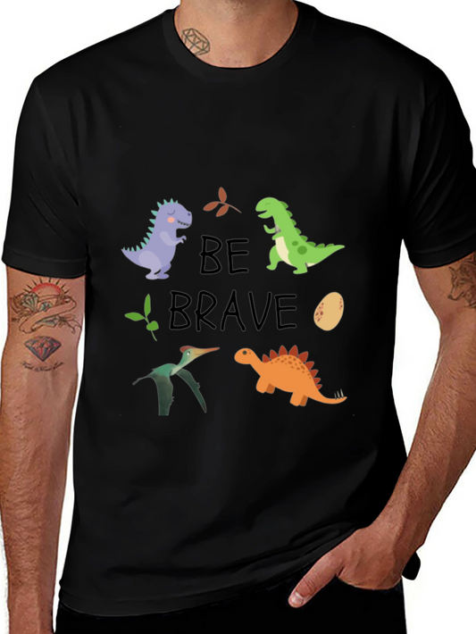 Dinosaur Graphic Print Black Tee - Be Brave