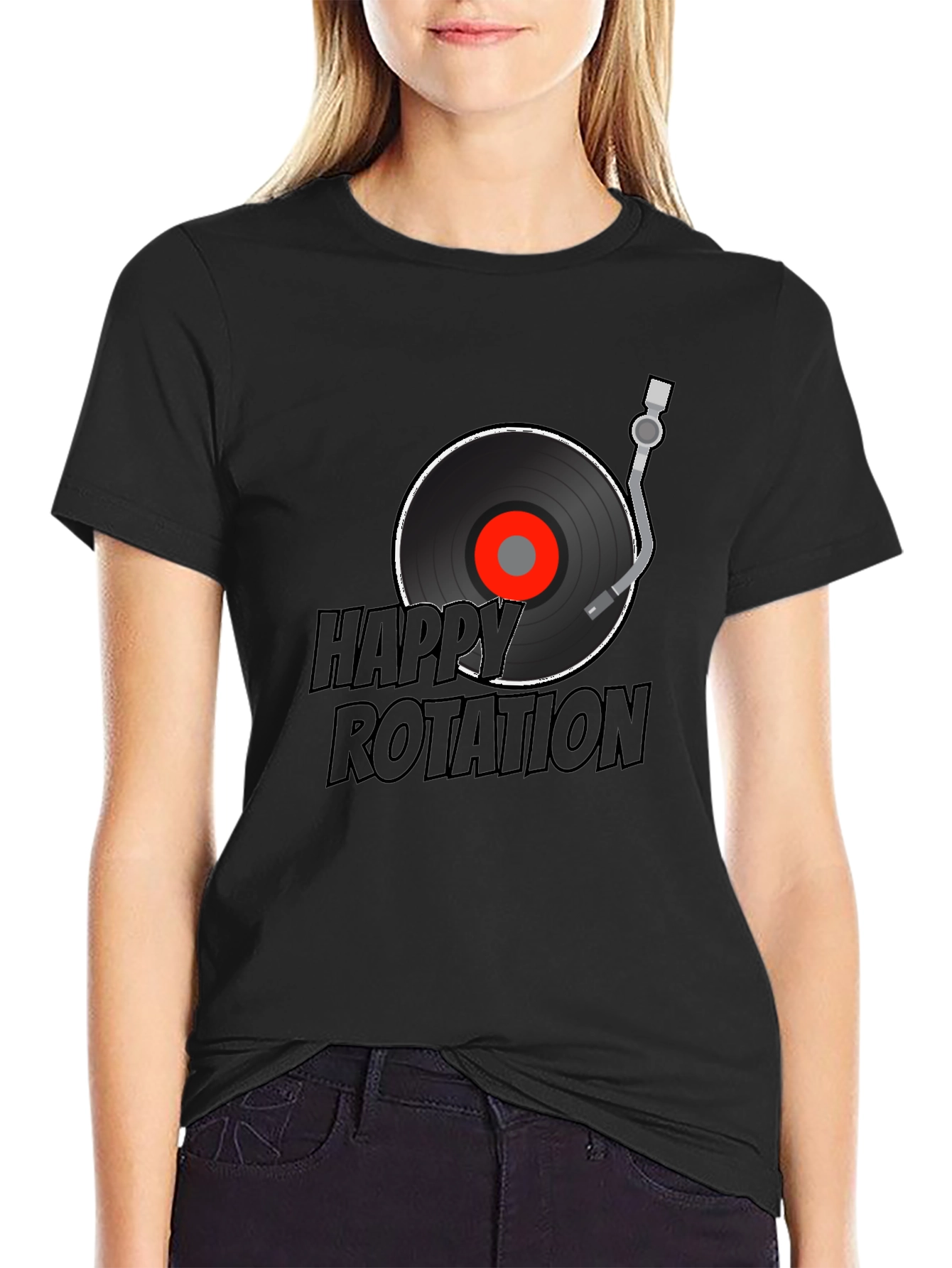 Happy Rotation Graphic Tee - Black
