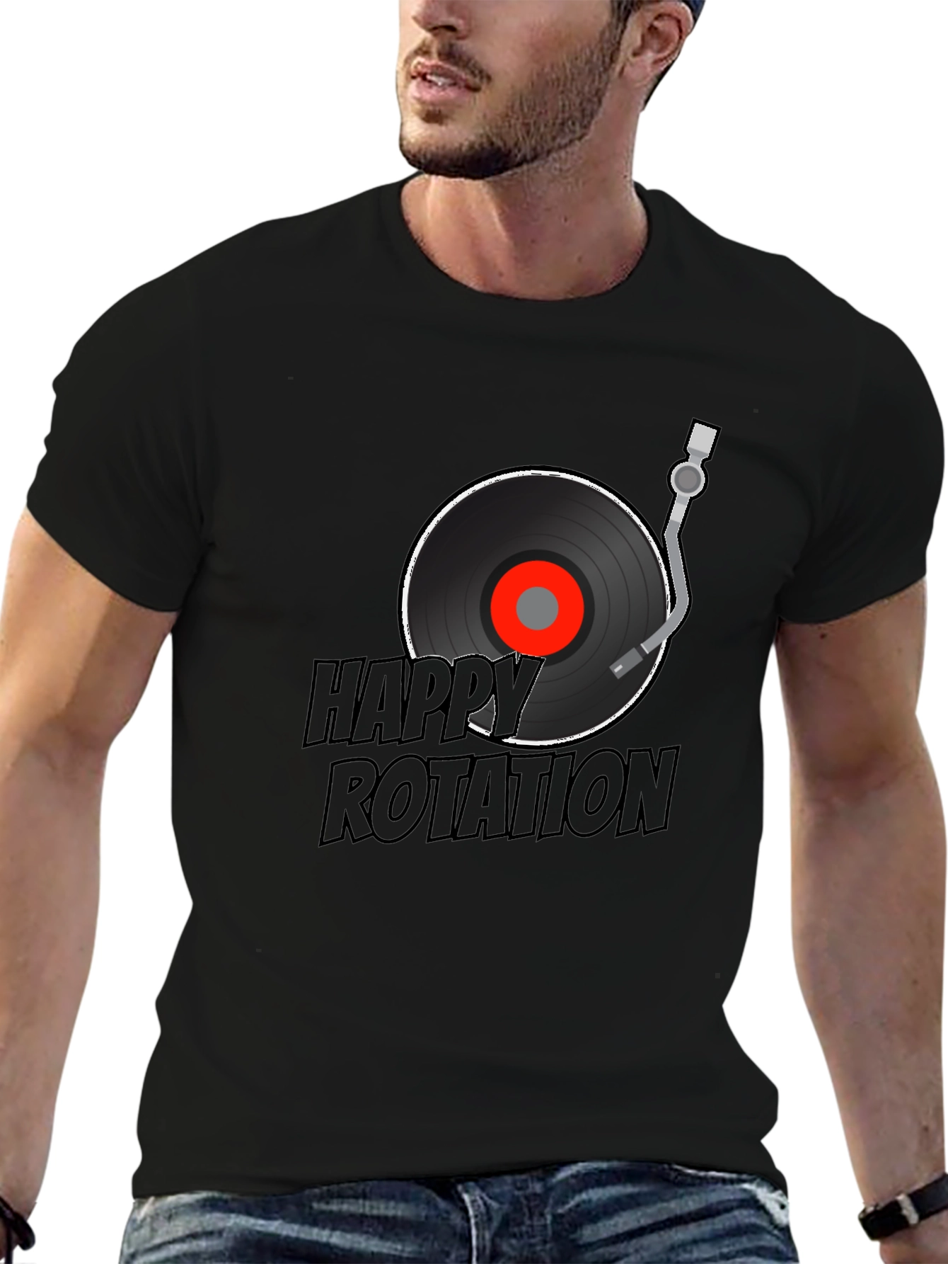Happy Rotation Graphic Tee - Black