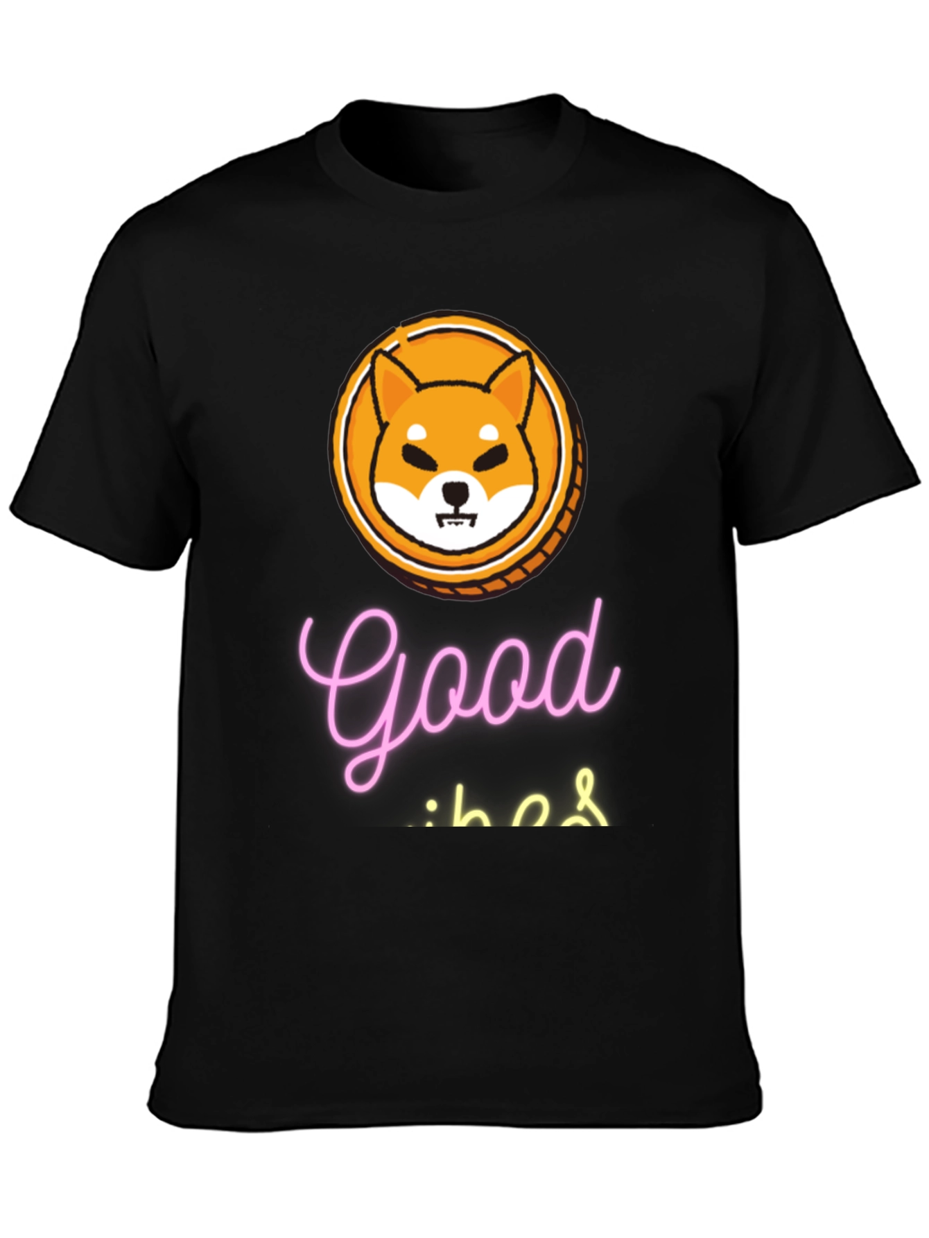 Good Vibes Shiba Coin Black T-Shirt