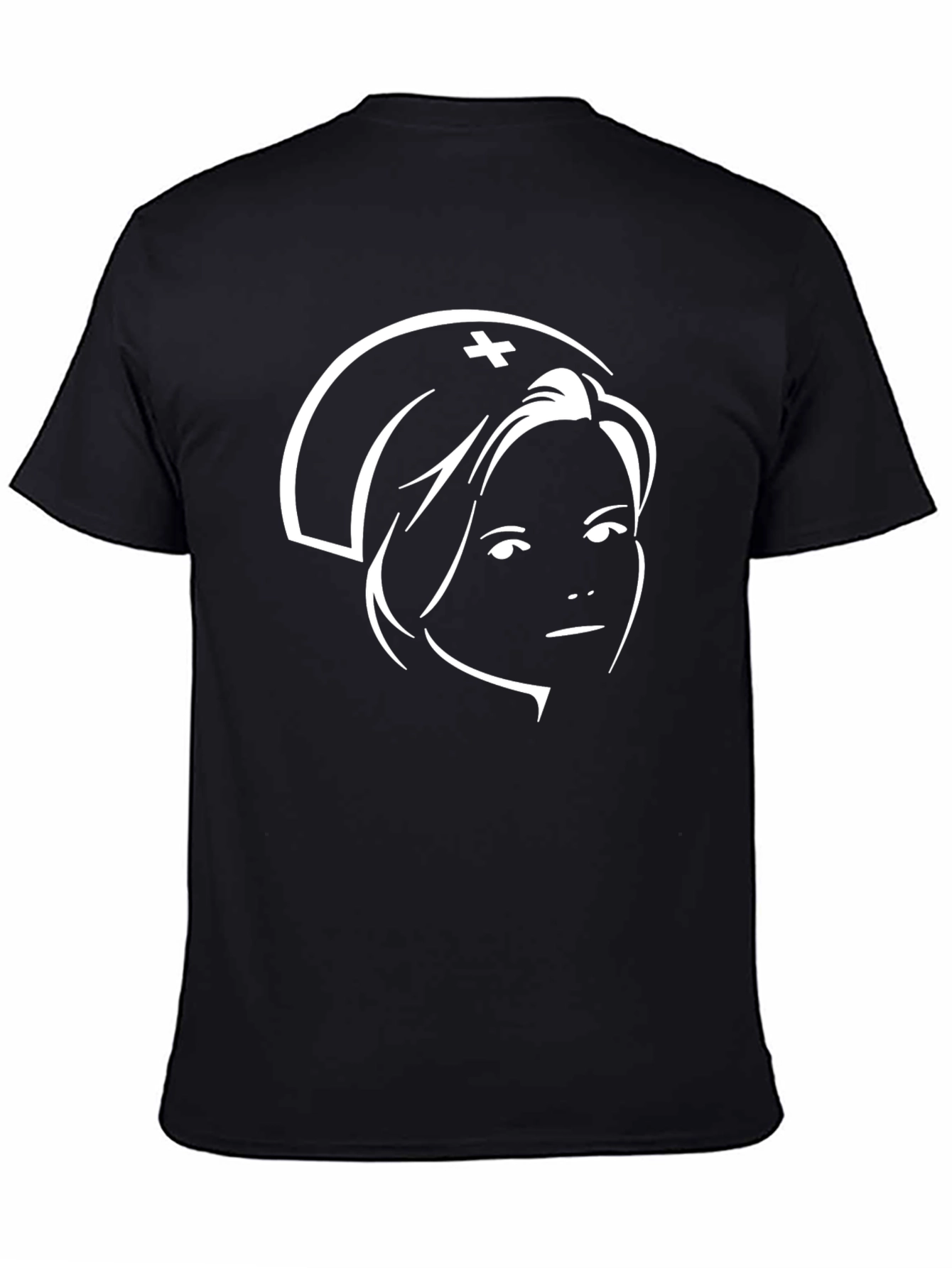 Nurse Portrait Graphic Tee - Black Cotton T-Shirt