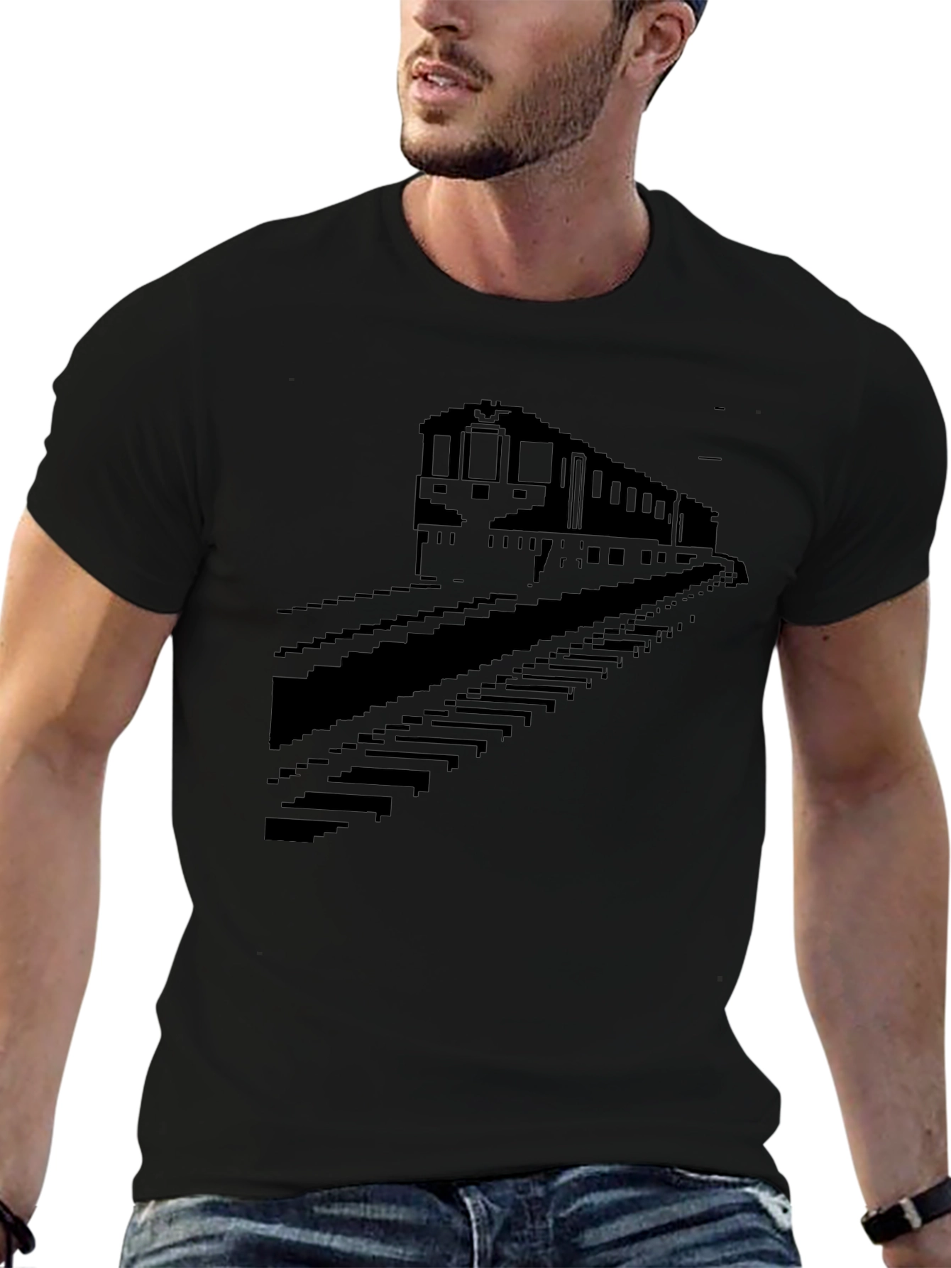 Pixel Train Graphic Tee - Classic Black T-Shirt