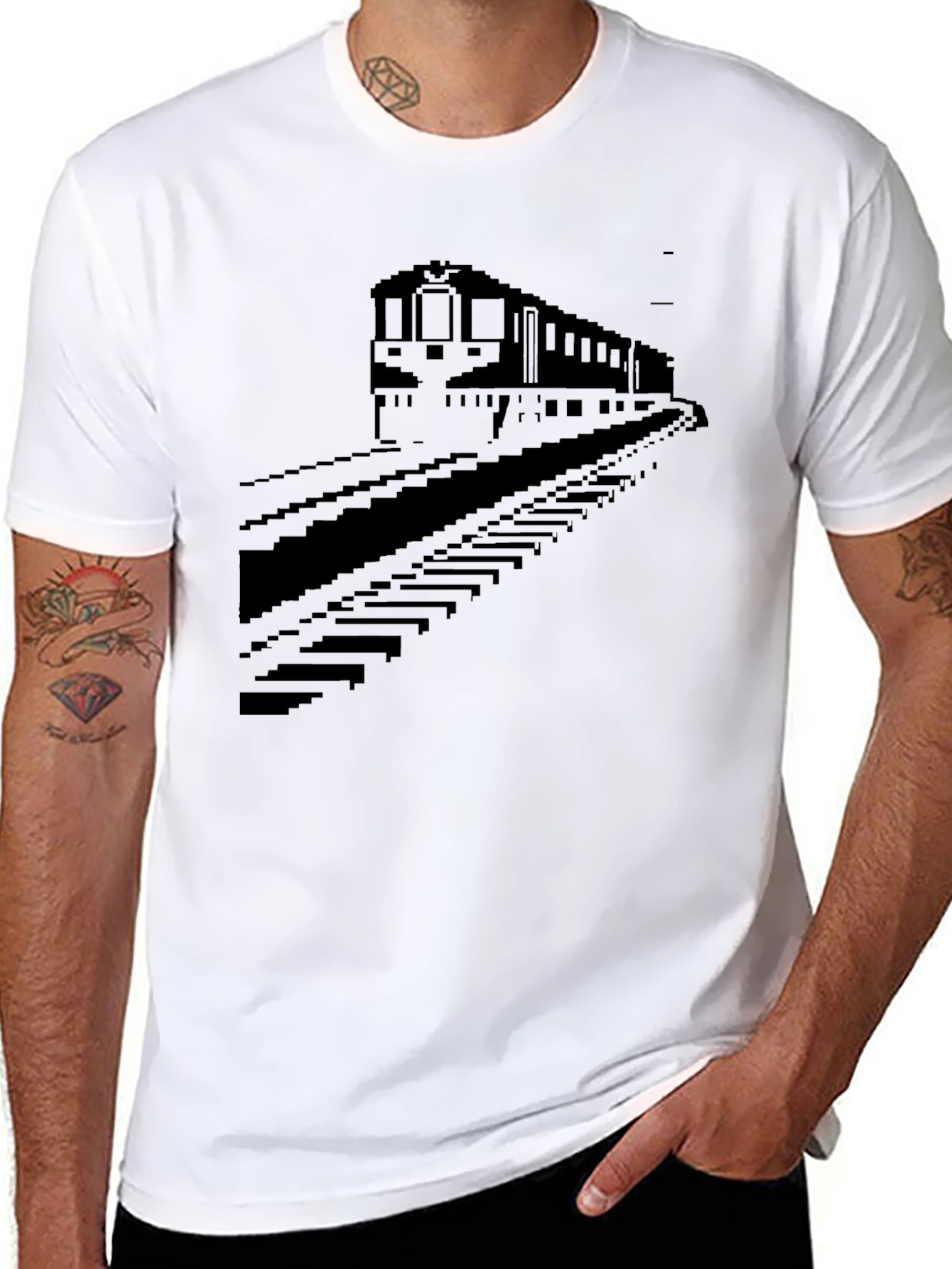 Pixel Train Graphic Tee - Classic Black T-Shirt