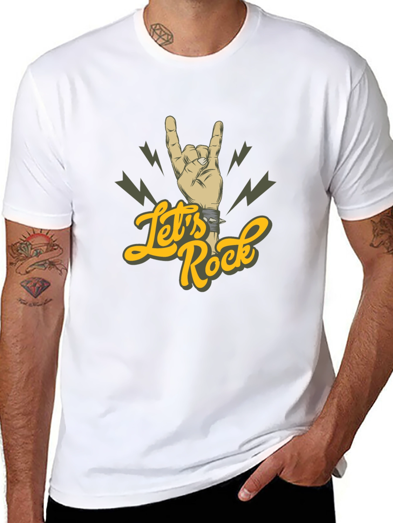 Lets Rock Hand Gesture Graphic Tee