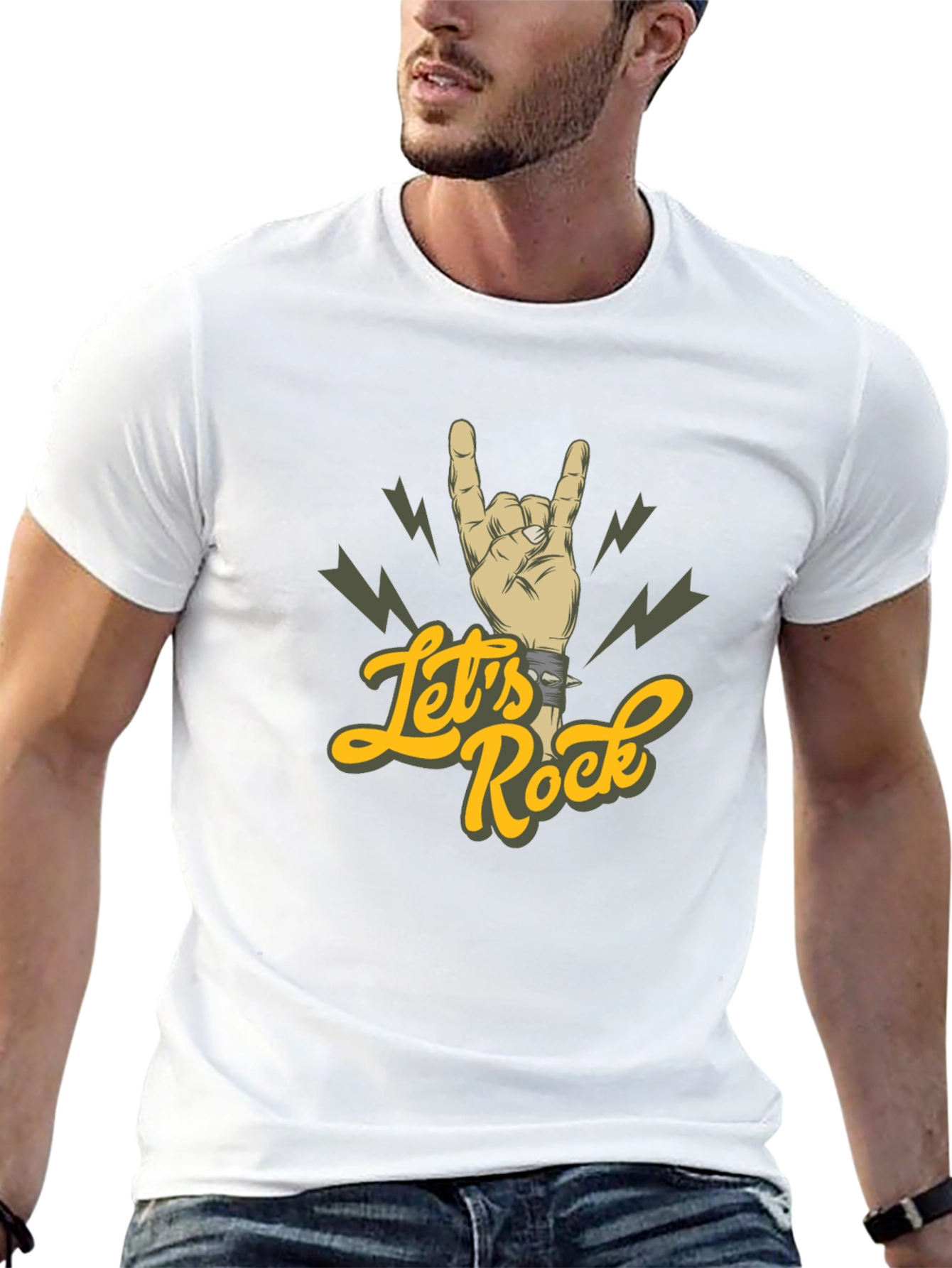 Lets Rock Hand Gesture Graphic Tee