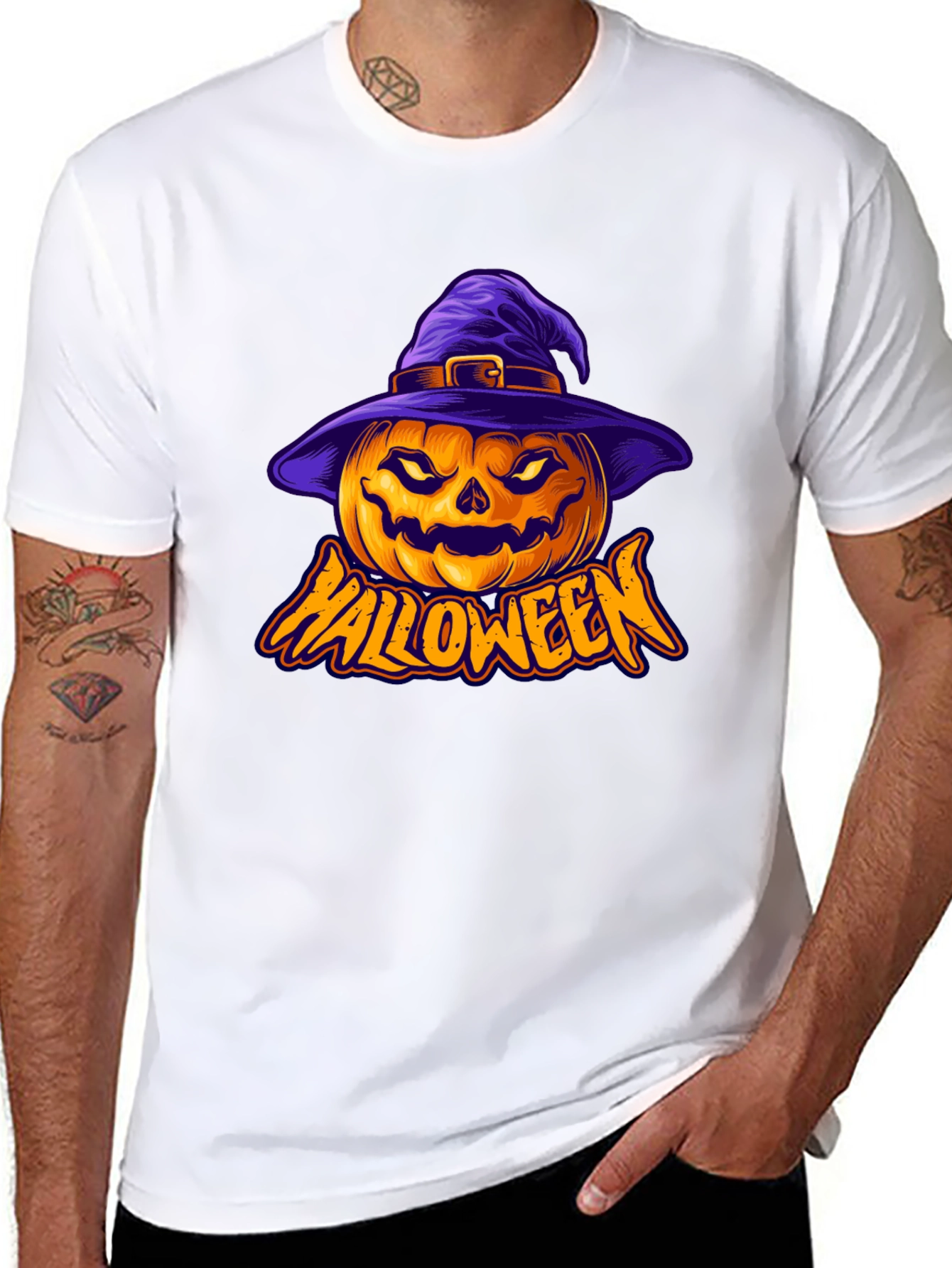 Halloween Pumpkin Witch Hat Graphic Tee