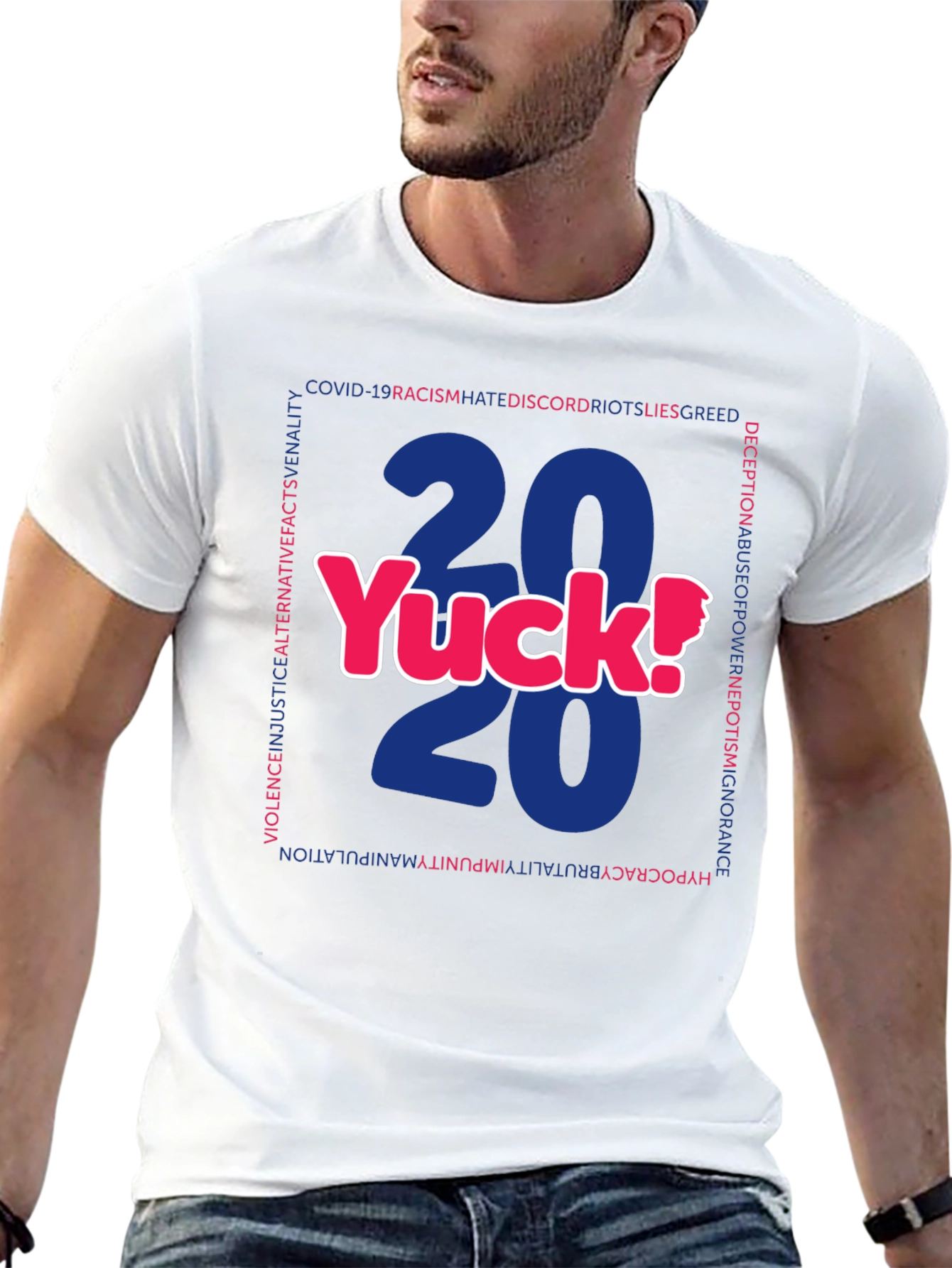 2020 Yuck! Graphic Print Crew Neck T-Shirt