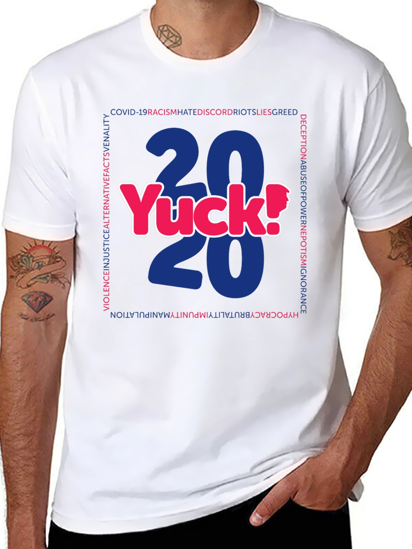2020 Yuck! Graphic Print Crew Neck T-Shirt