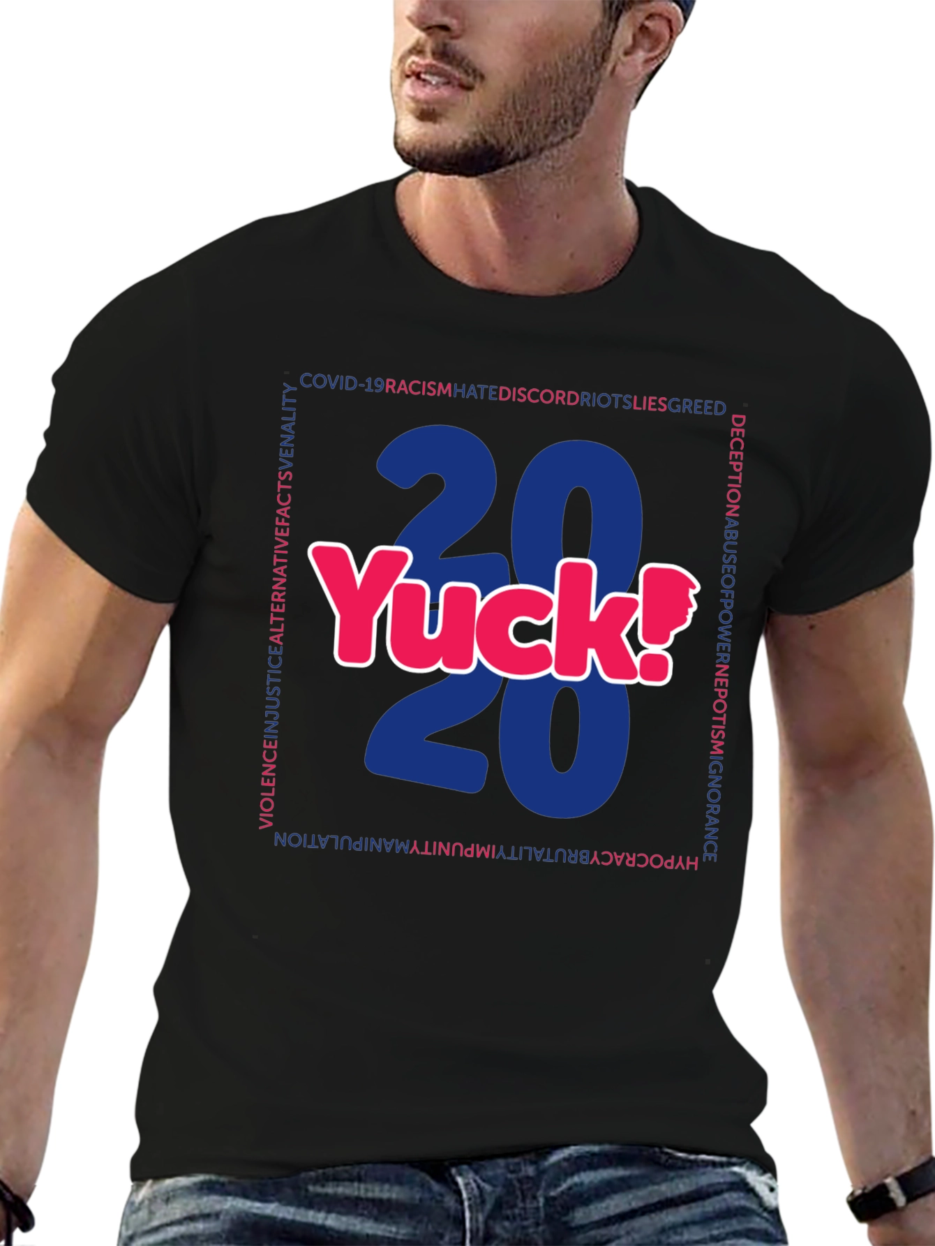 2020 Yuck! Graphic Print Crew Neck T-Shirt