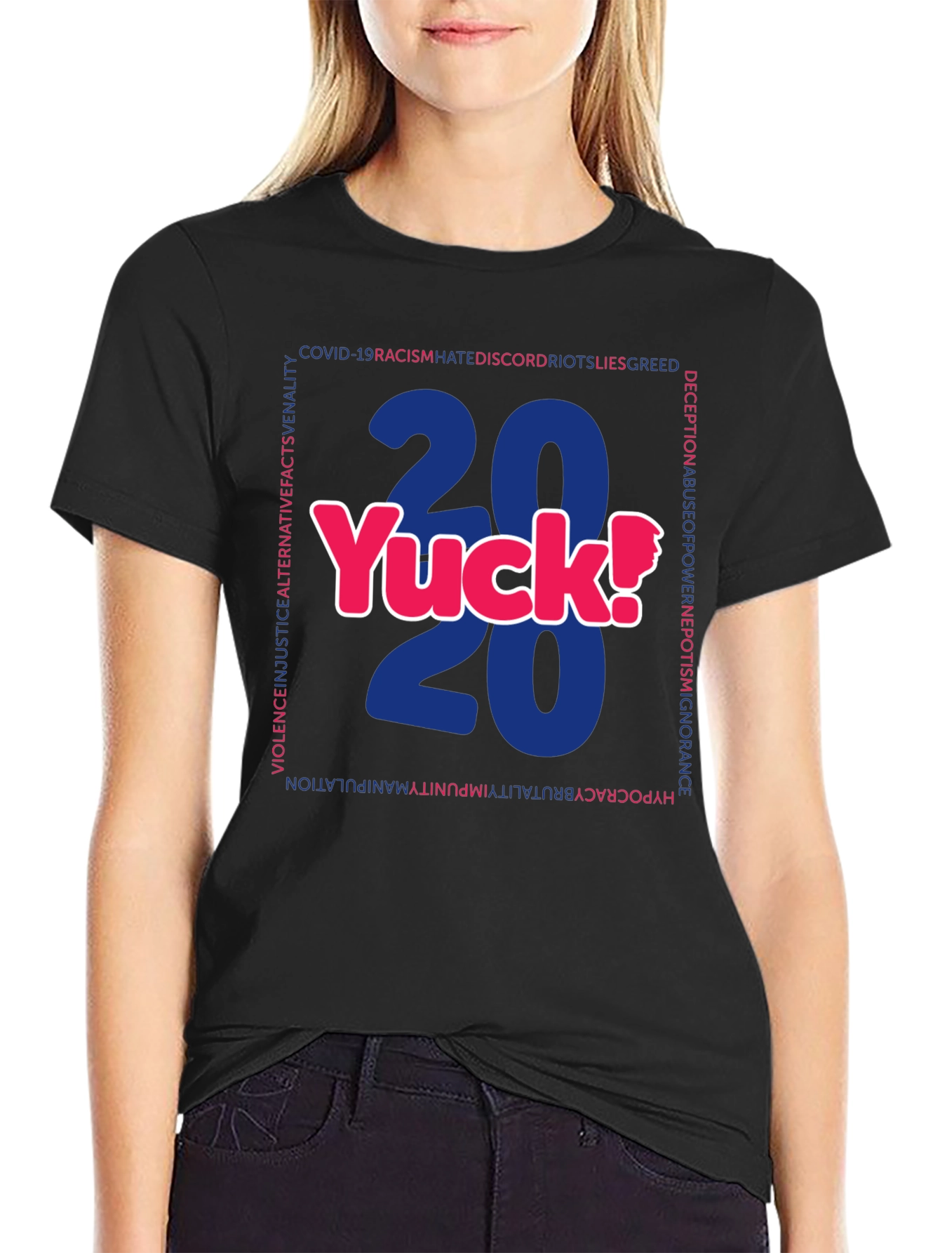 2020 Yuck! Graphic Print Crew Neck T-Shirt