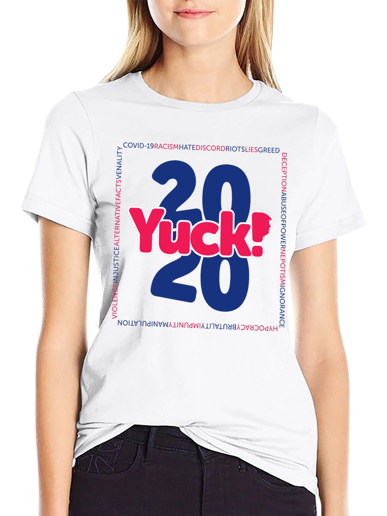 2020 Yuck! Graphic Print Crew Neck T-Shirt