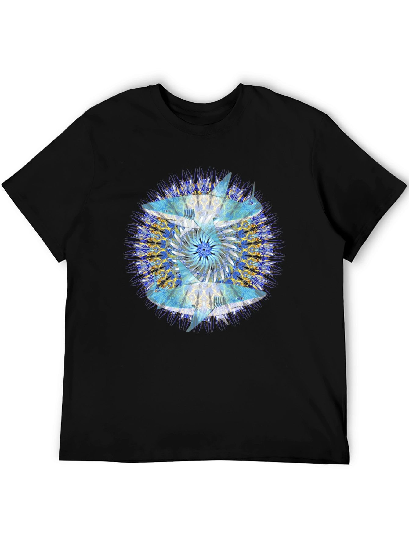 Abstract Mandala Print Black T-Shirt