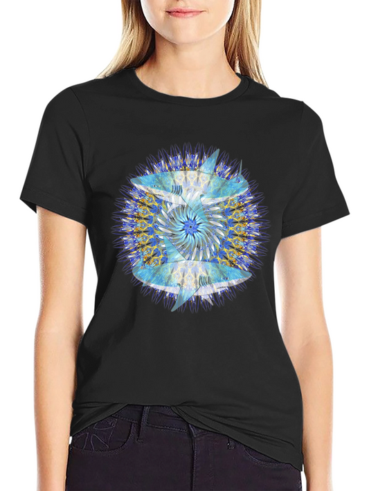Abstract Mandala Print Black T-Shirt