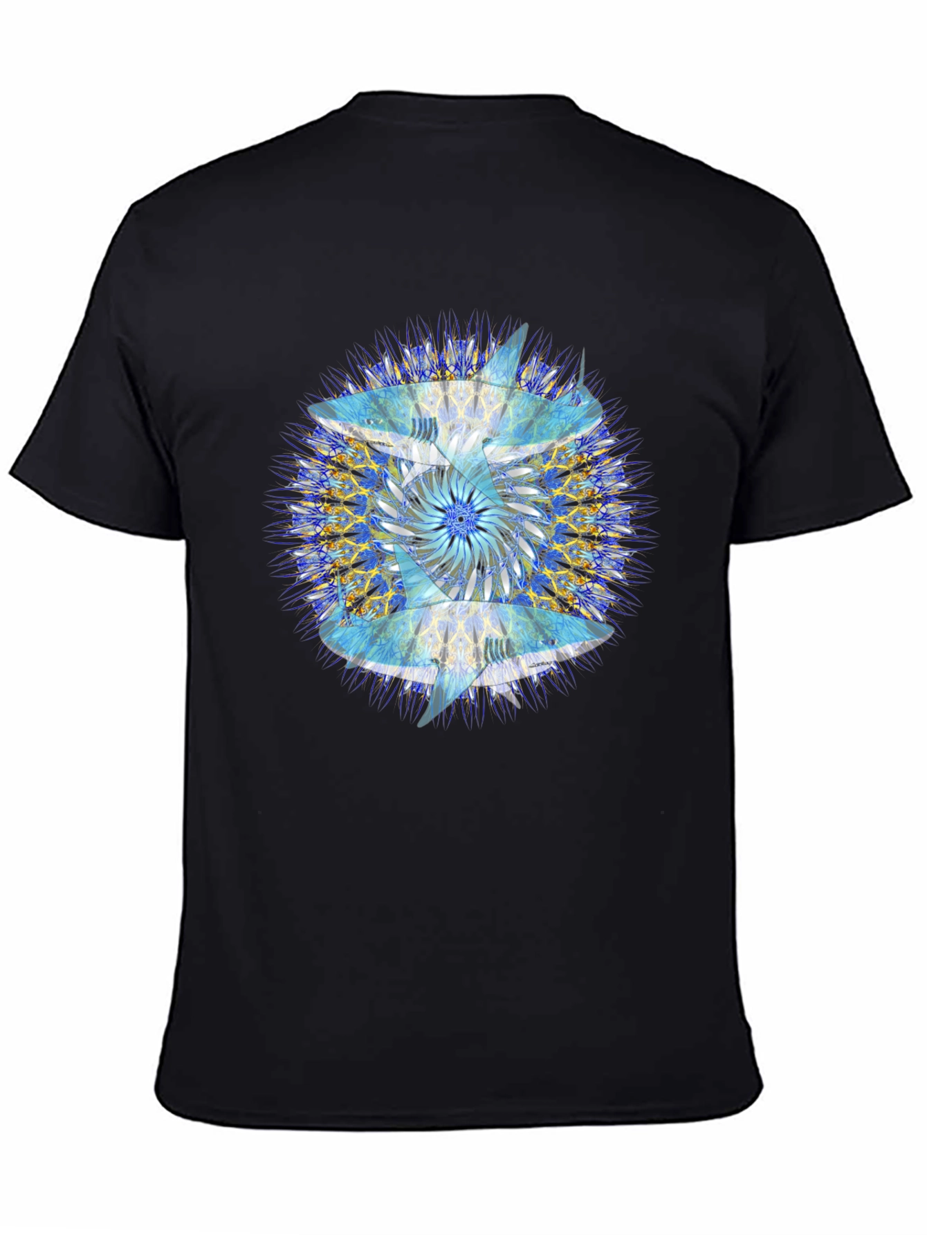 Abstract Mandala Print Black T-Shirt