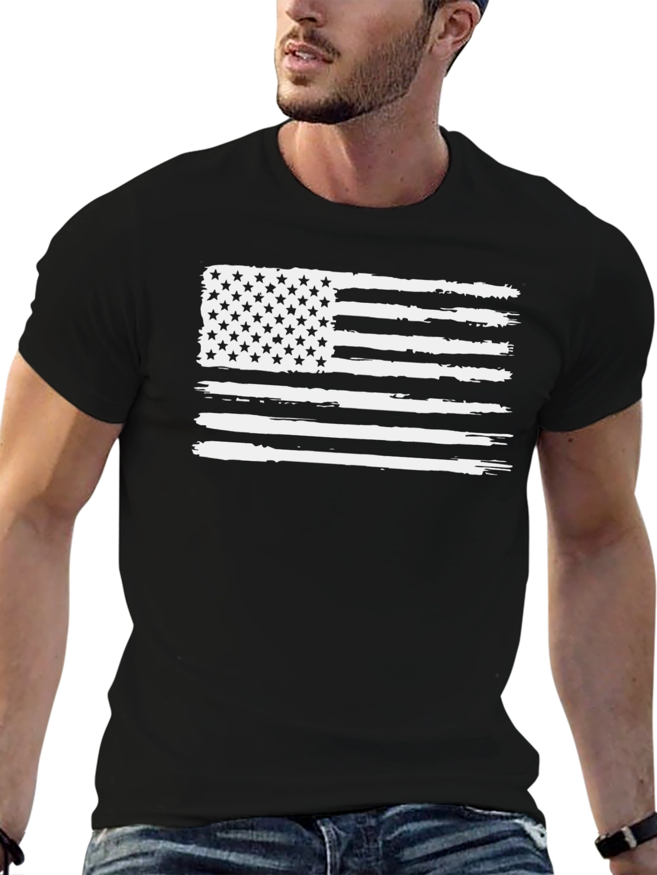 Distressed USA Flag Graphic T-Shirt