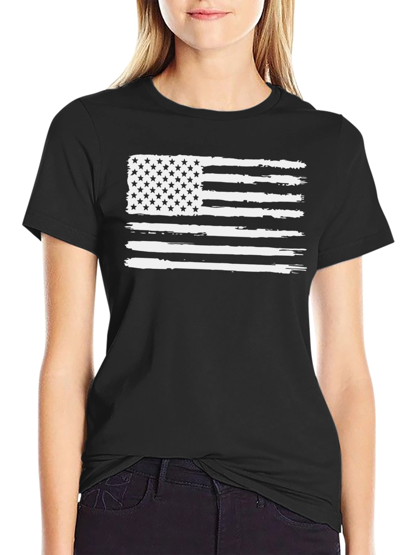Distressed USA Flag Graphic T-Shirt