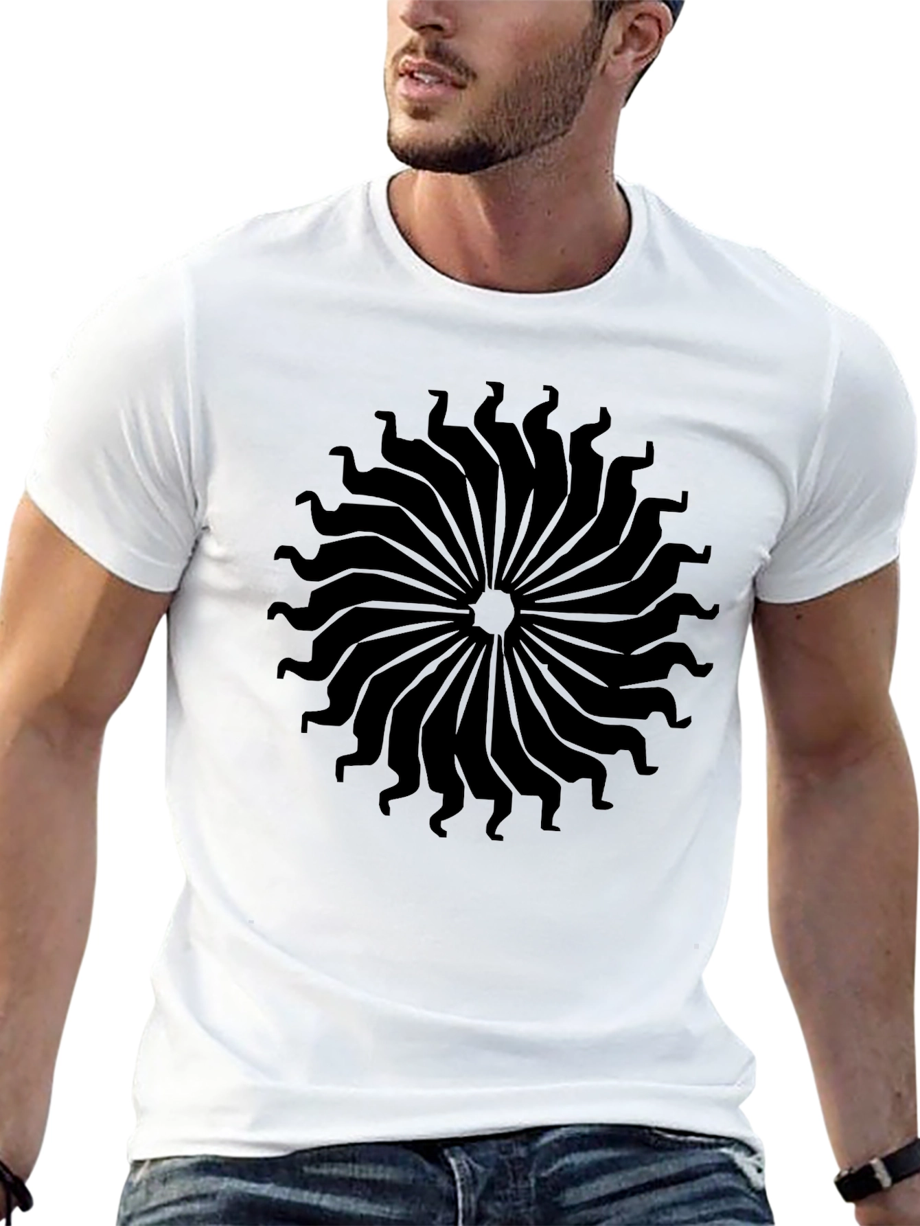 Black Sunburst Graphic Tee - Modern Casual Style