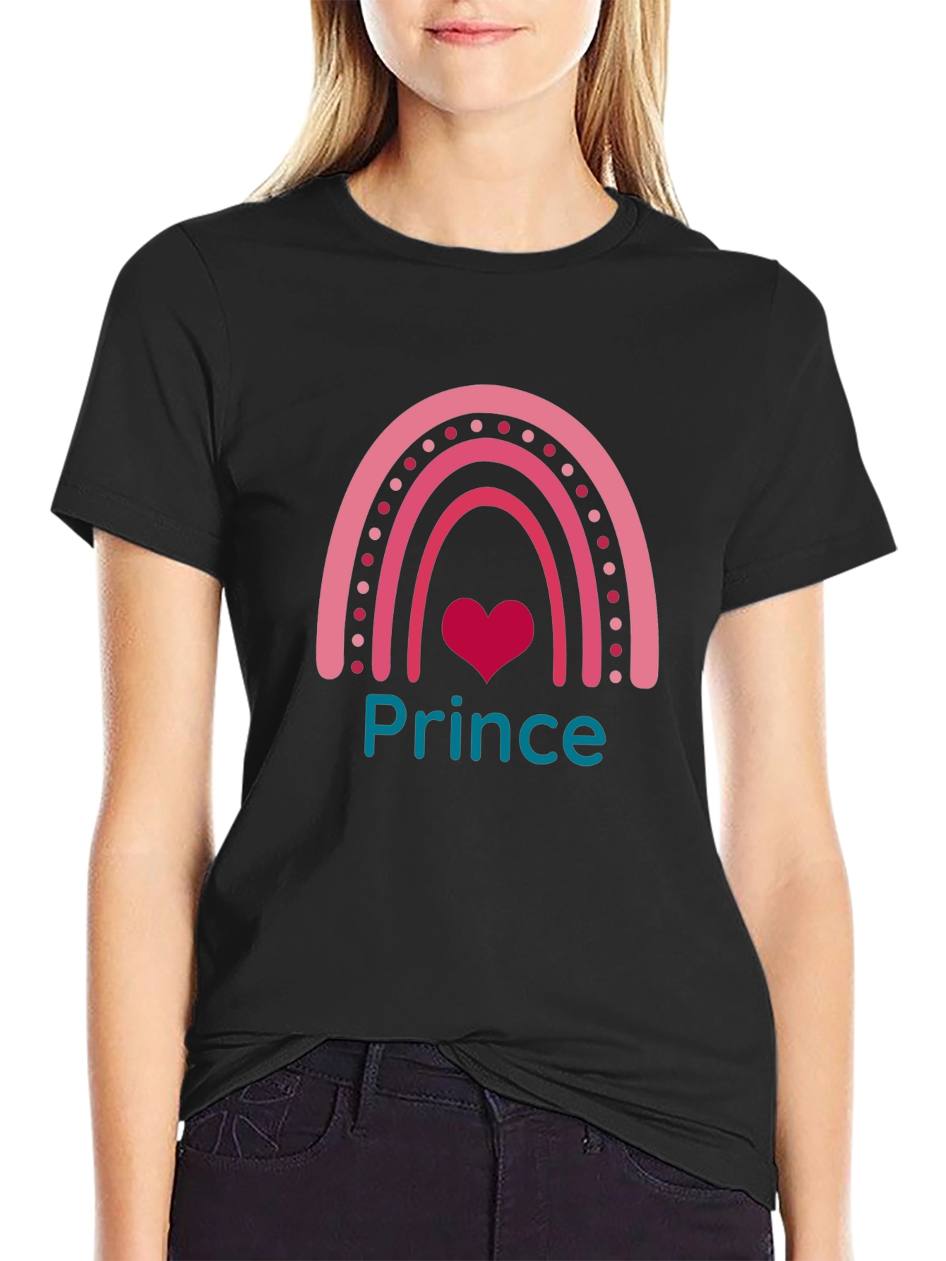 Prince Rainbow Graphic Tee - Trendy Cute Black T-Shirt