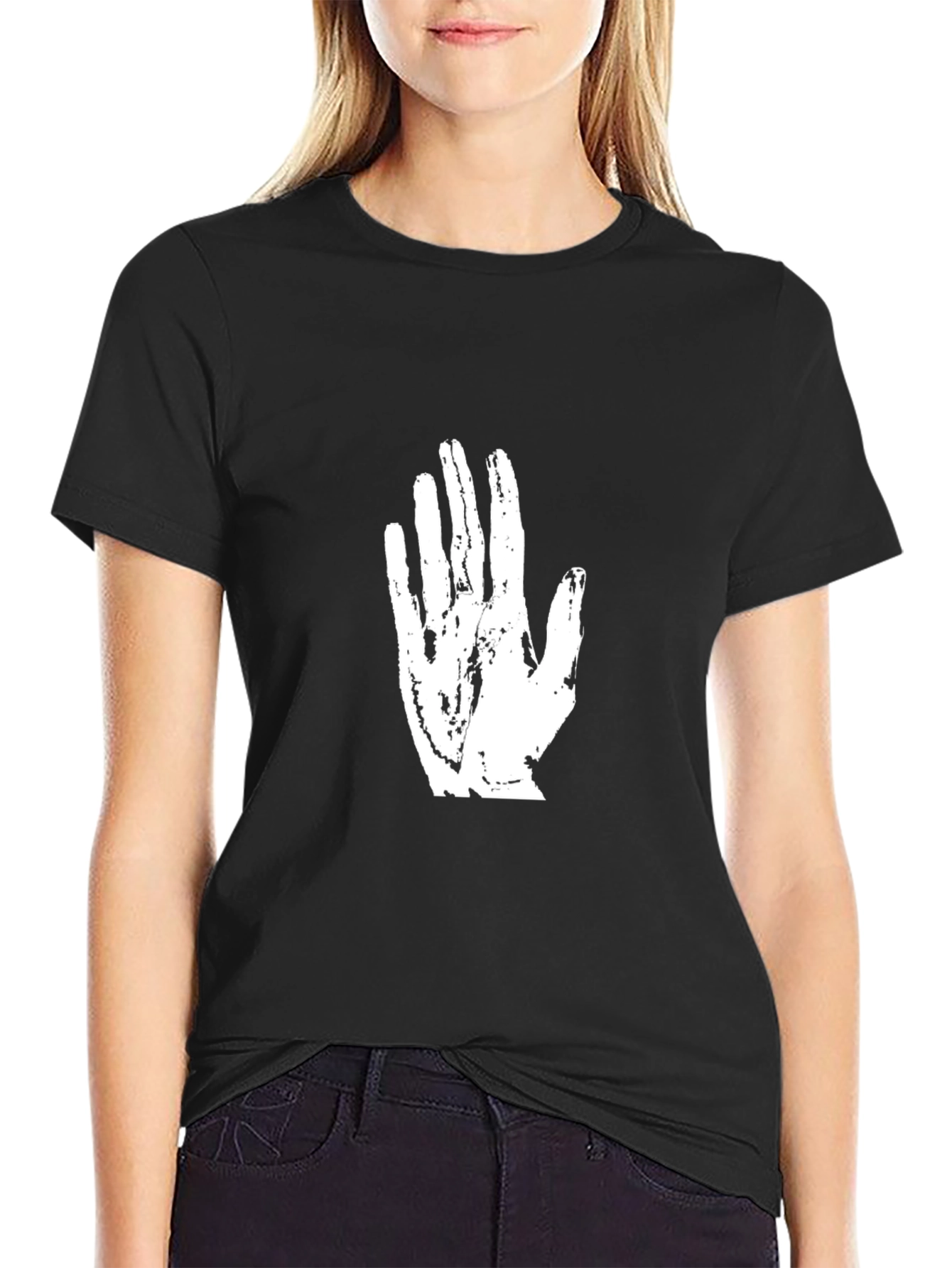 Black Handprint Graphic Tee - Unique Artistic Design