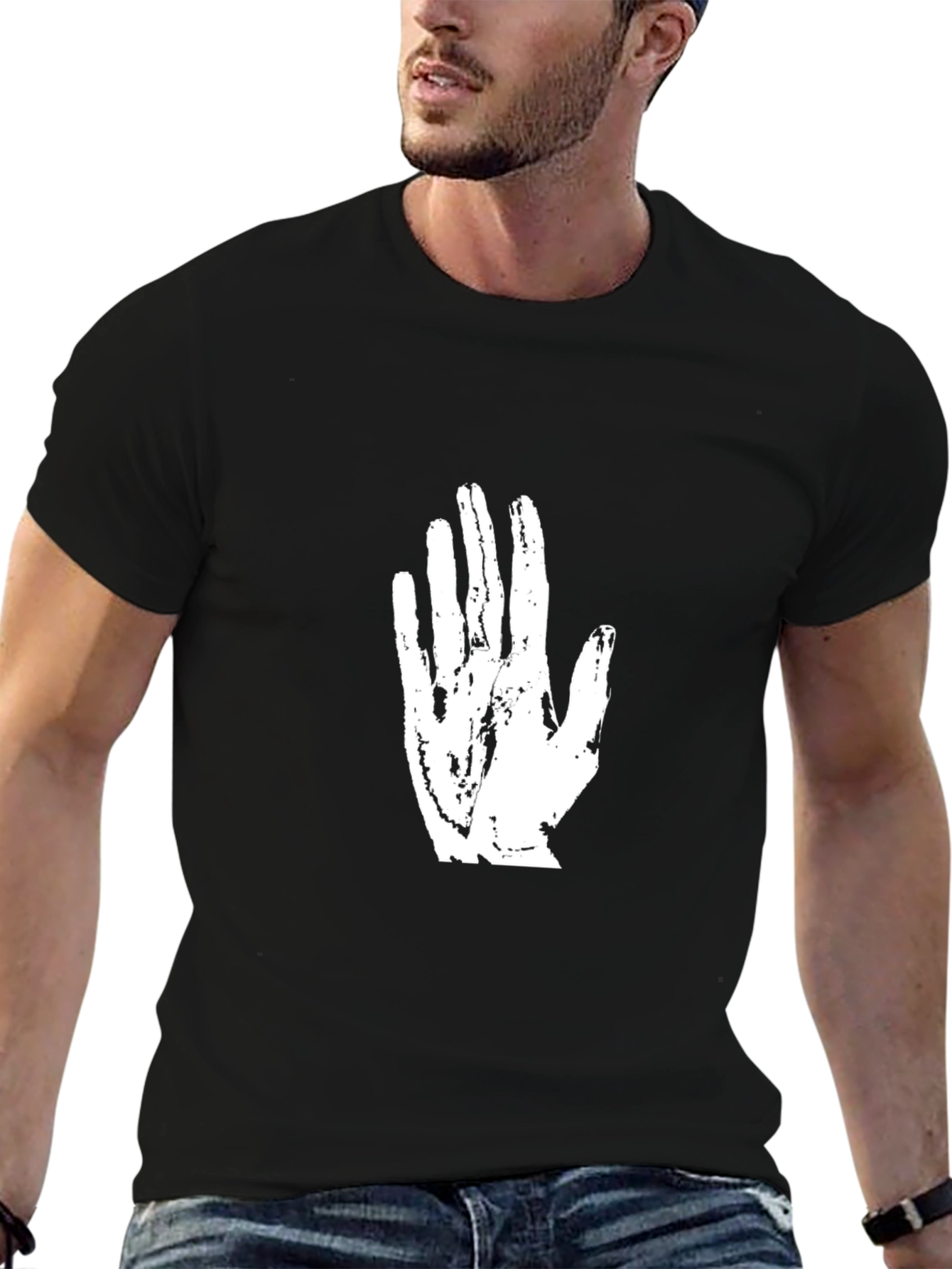 Black Handprint Graphic Tee - Unique Artistic Design
