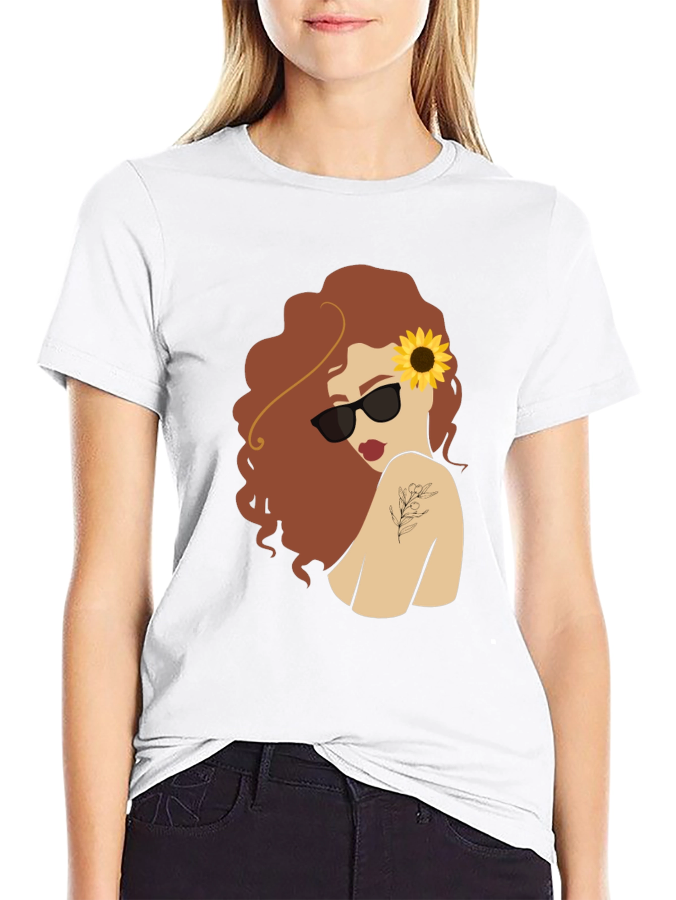 Sunflower Girl Graphic T-Shirt - Unique Fashion Tee