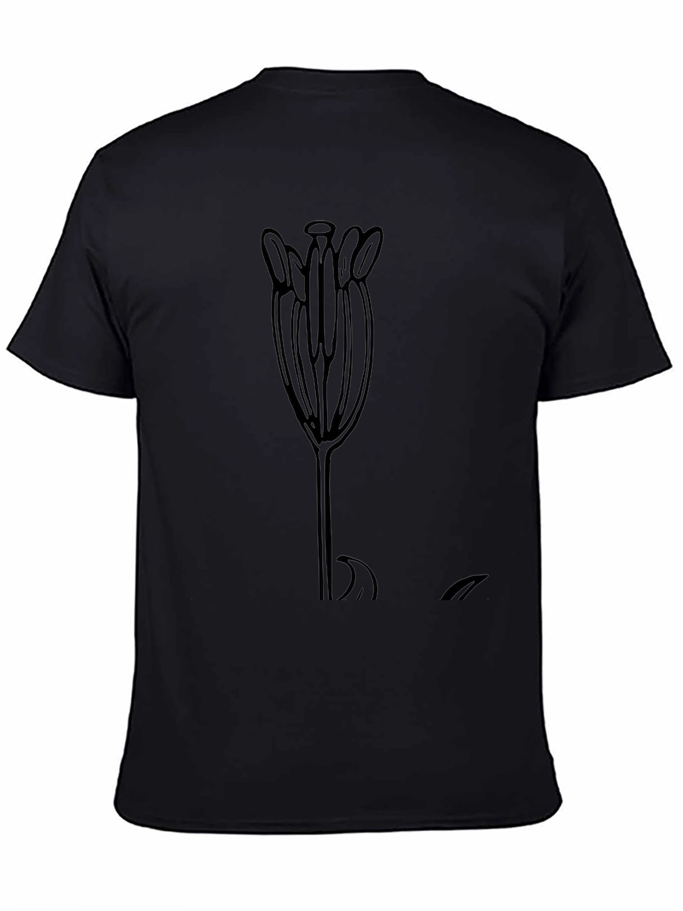 Minimalist Flower Graphic Black T-Shirt