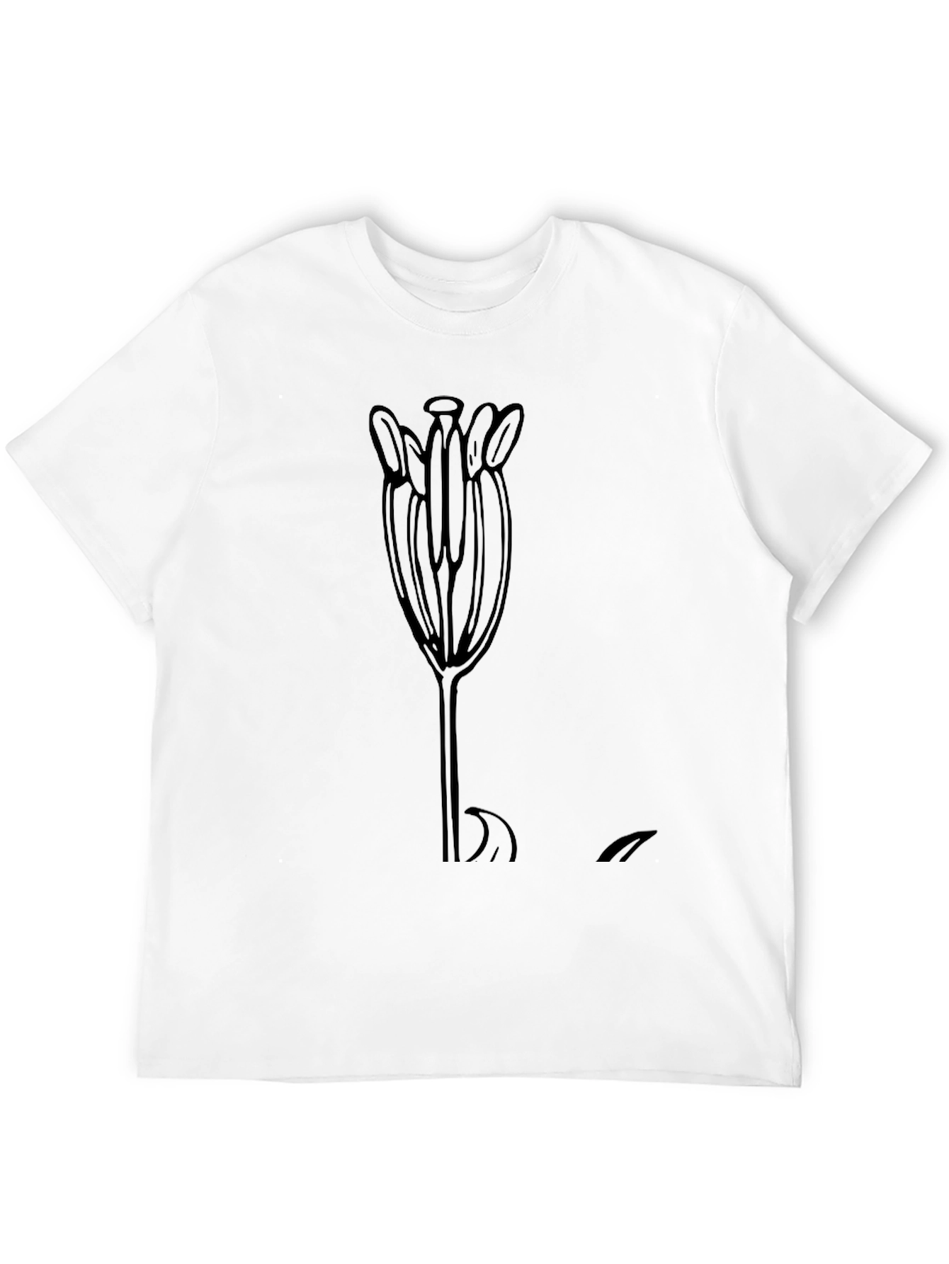 Minimalist Flower Graphic Black T-Shirt