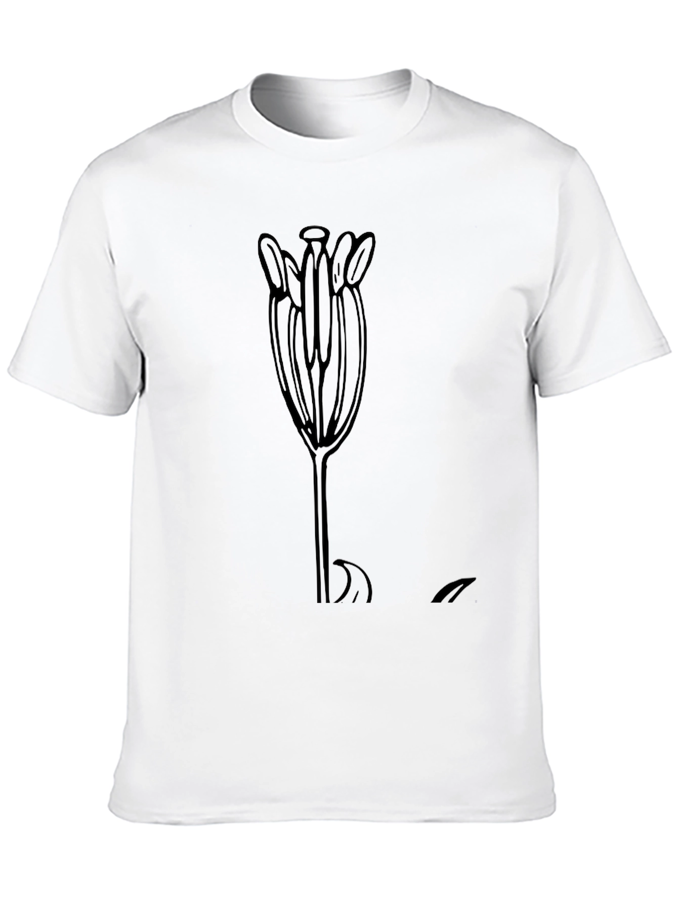 Minimalist Flower Graphic Black T-Shirt