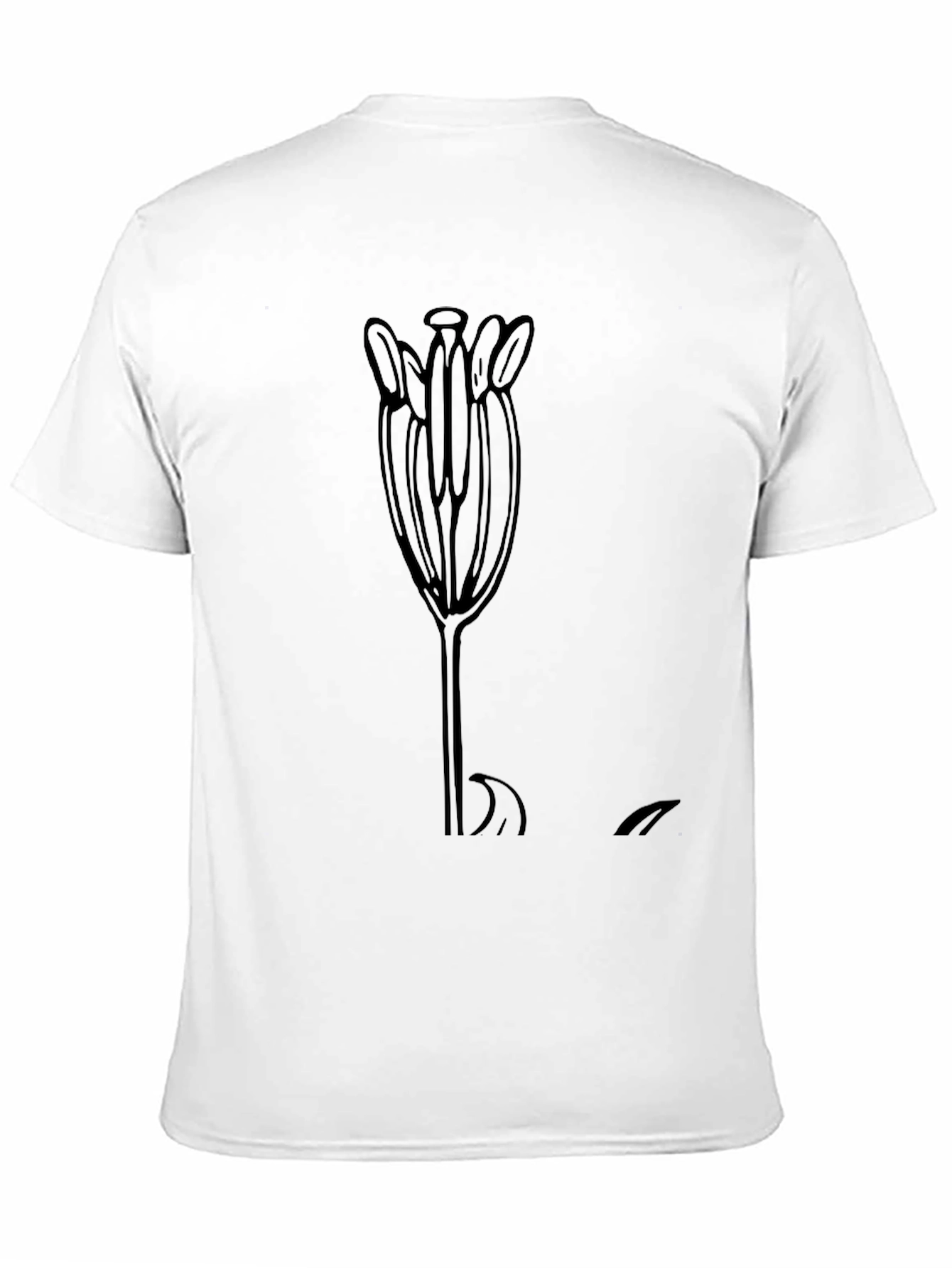 Minimalist Flower Graphic Black T-Shirt