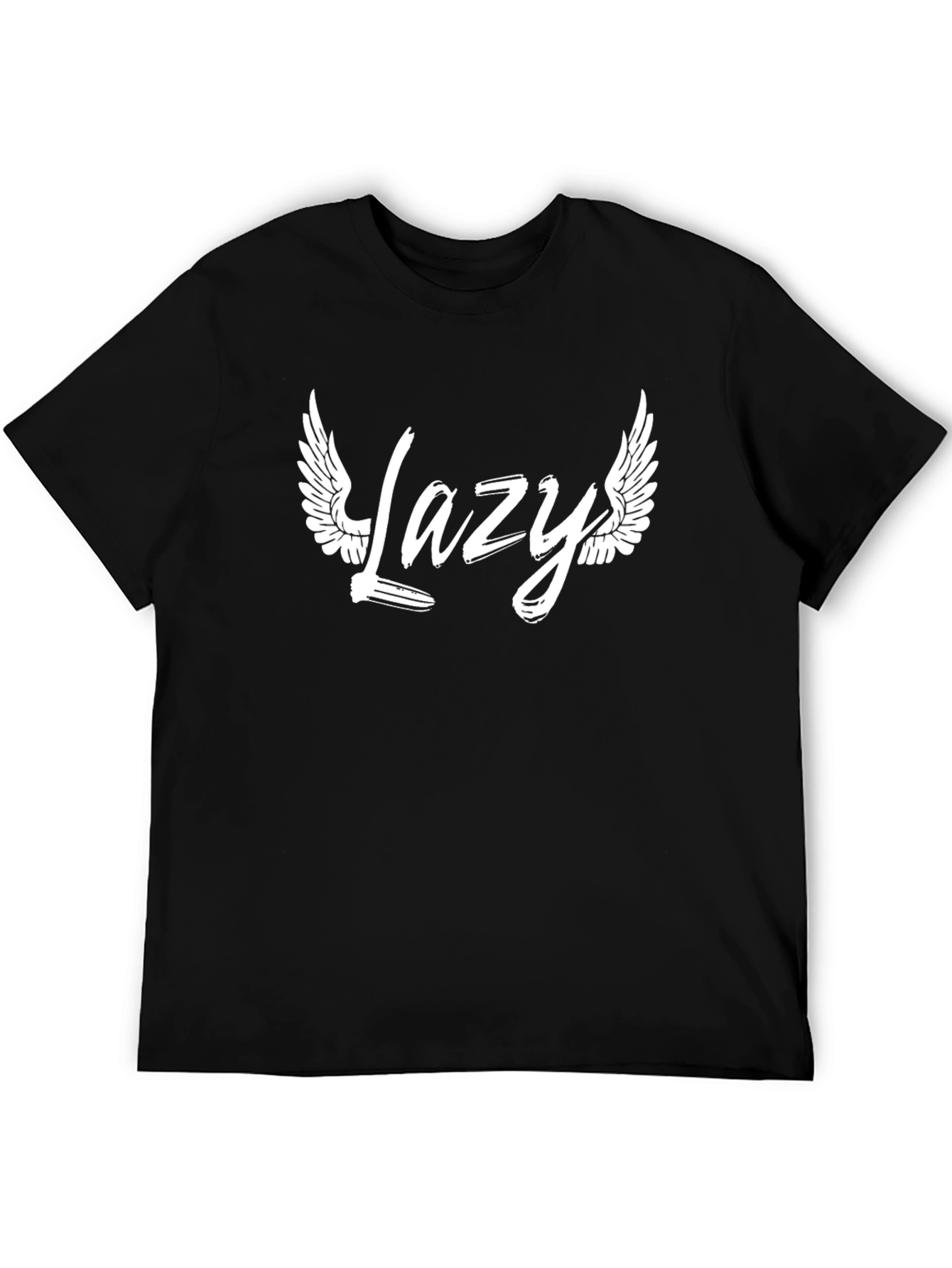 Lazy Angel Wings Graphic T-Shirt - Black