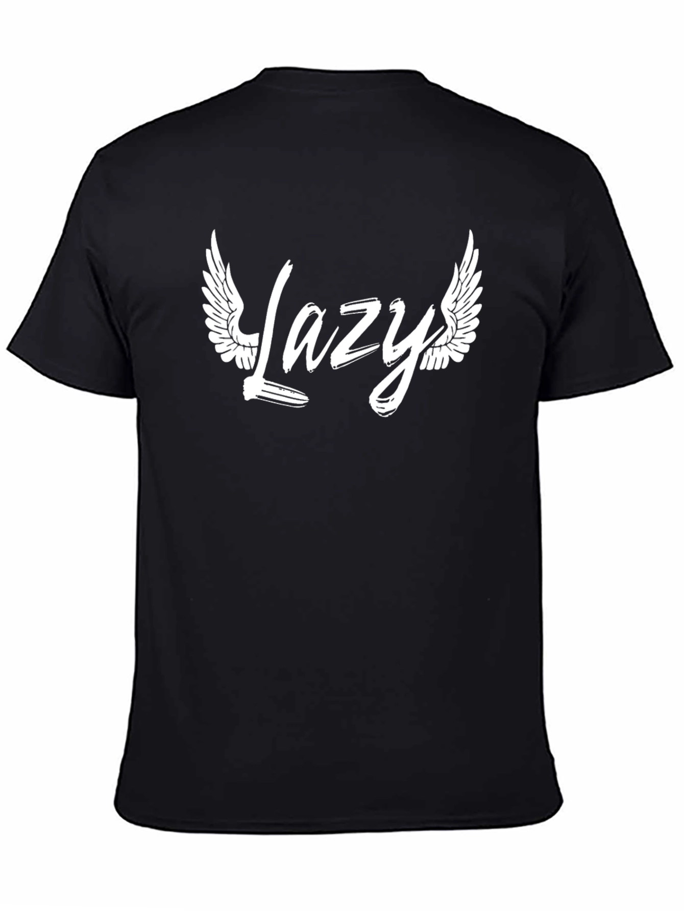 Lazy Angel Wings Graphic T-Shirt - Black